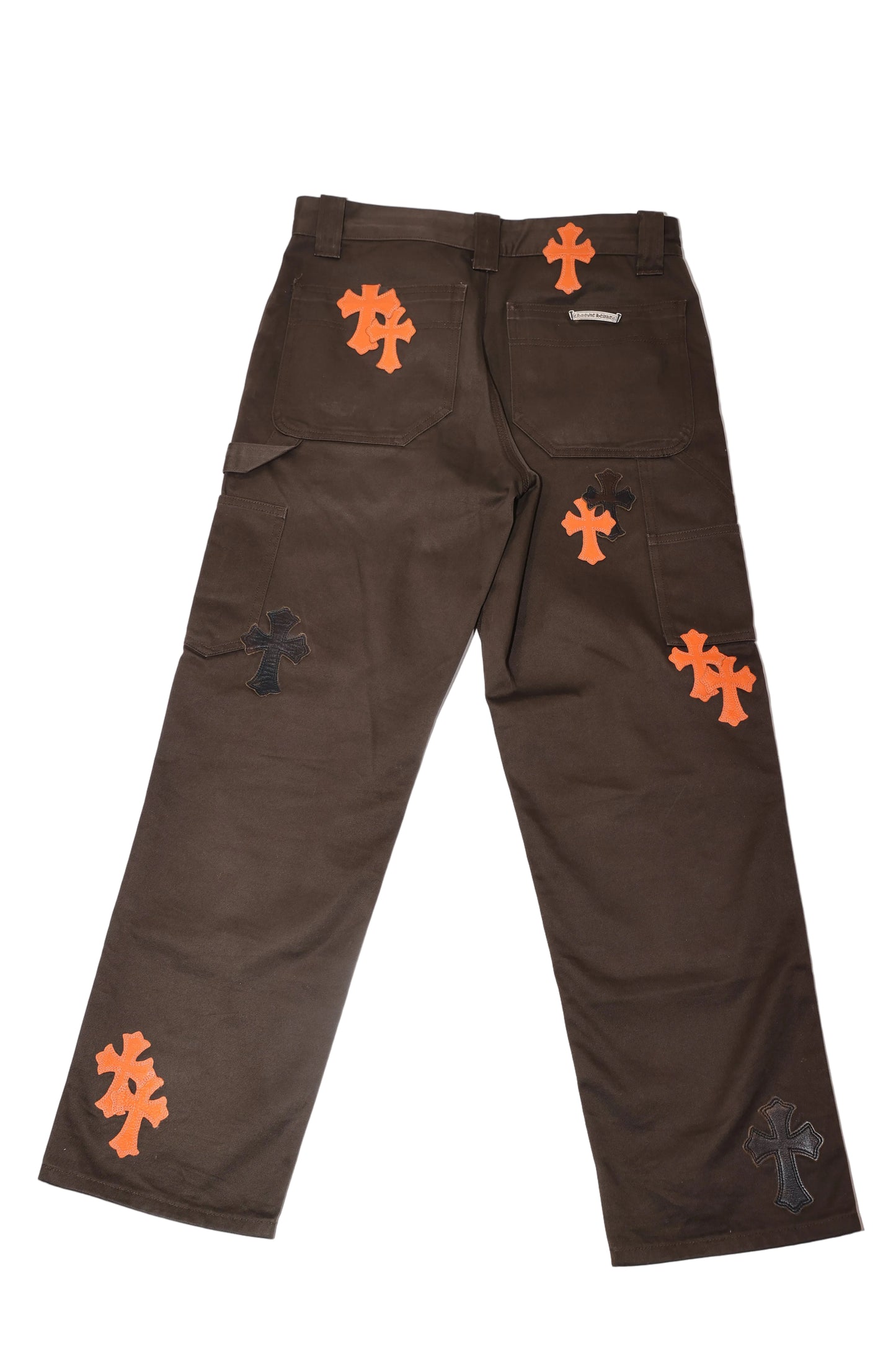 ($18,000) Chrome Hearts Orange Patch Brown Carpenter Pants