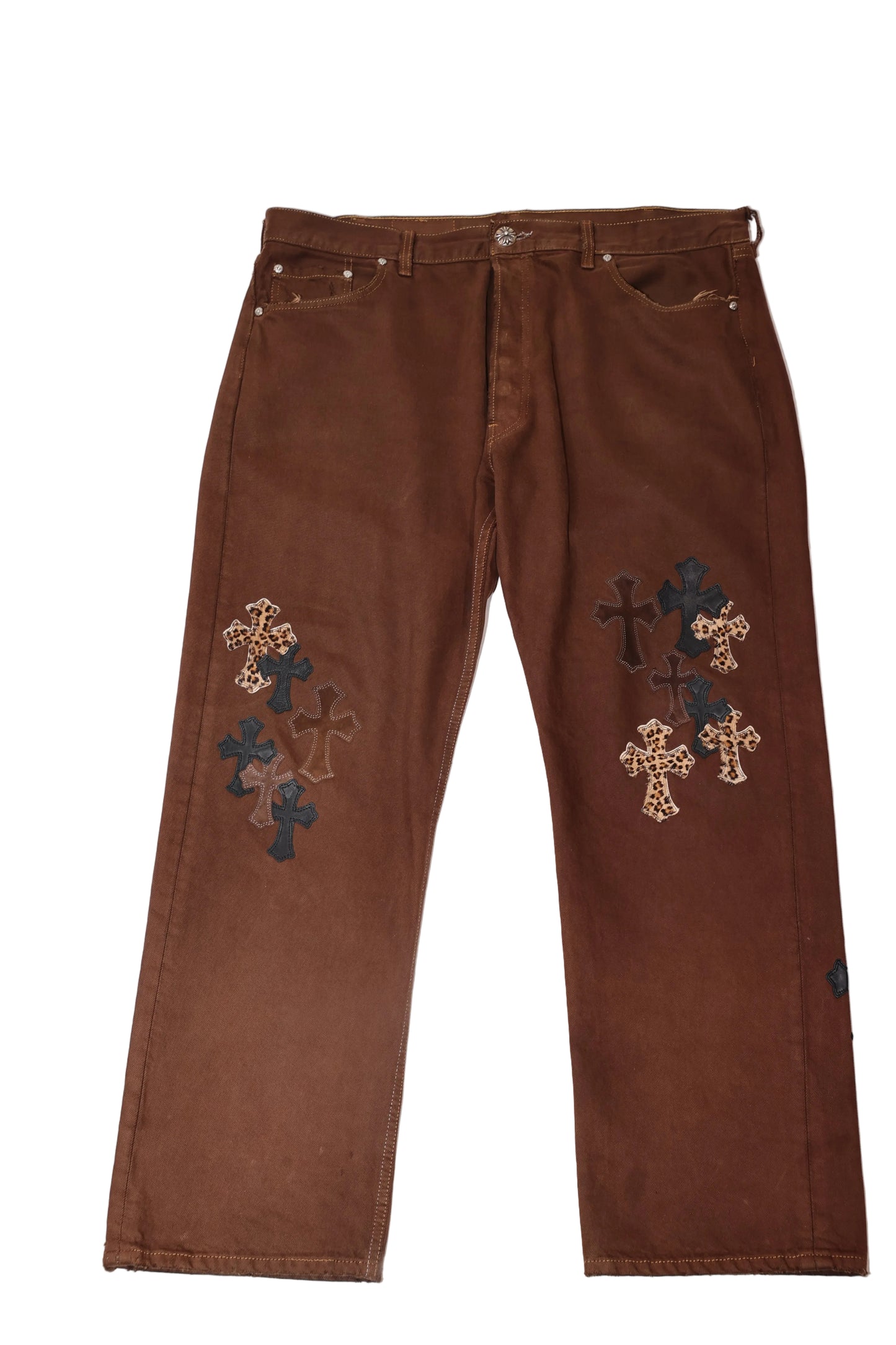 ($21,000) Chrome Hearts NYFW Leopard Levis Cross Patch Jeans