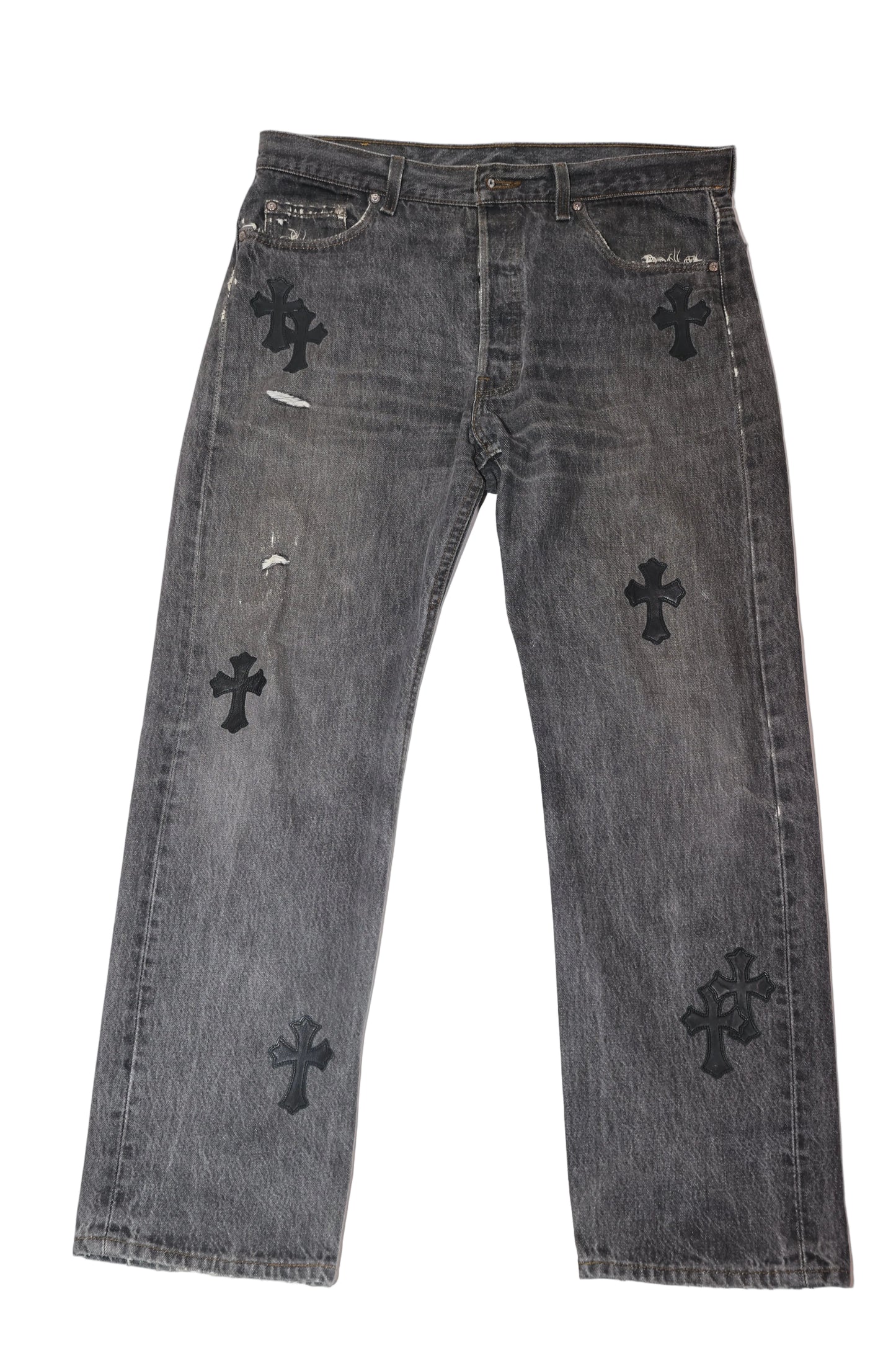 ($17,500) Chrome Hearts Black Cross Patch Black Levi Jeans