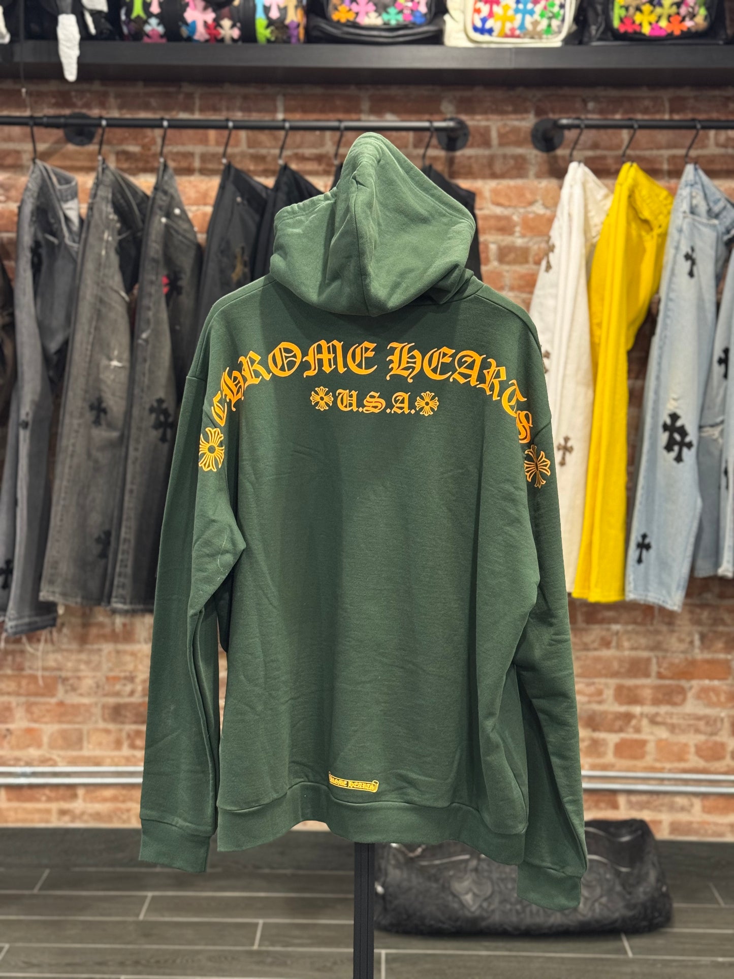 Chrome Hearts Green T-Bar Logo Hoodie