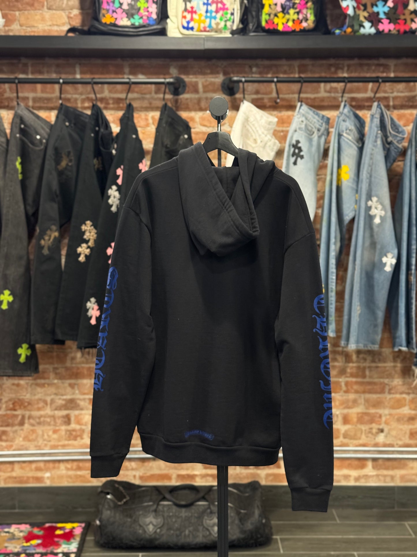 Chrome Hearts Blue Vertical Logo Hoodie