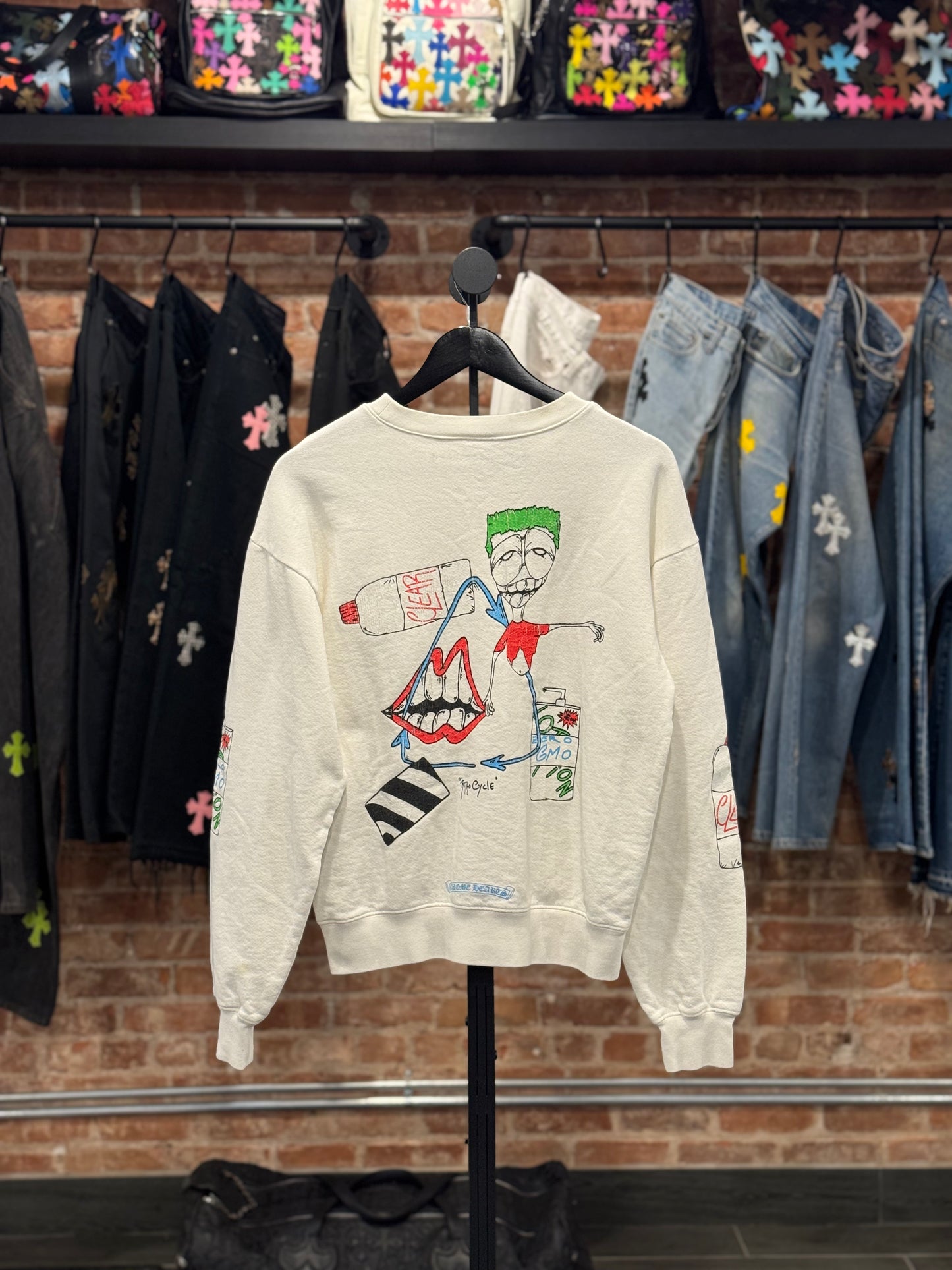 Chrome Hearts Matty Boy White Retro Cycle Crewneck