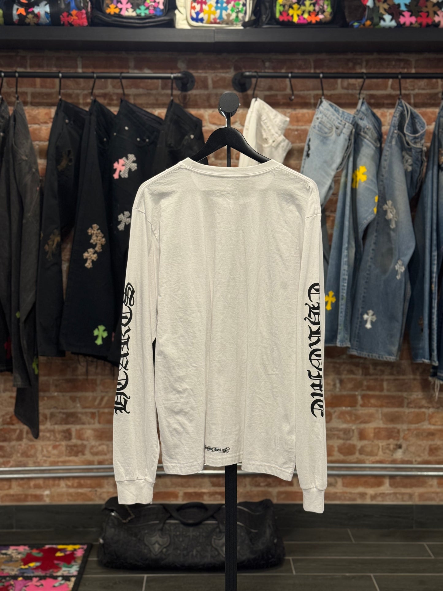 Chrome Hearts White Love You Neck Logo Longsleeve T-shirt