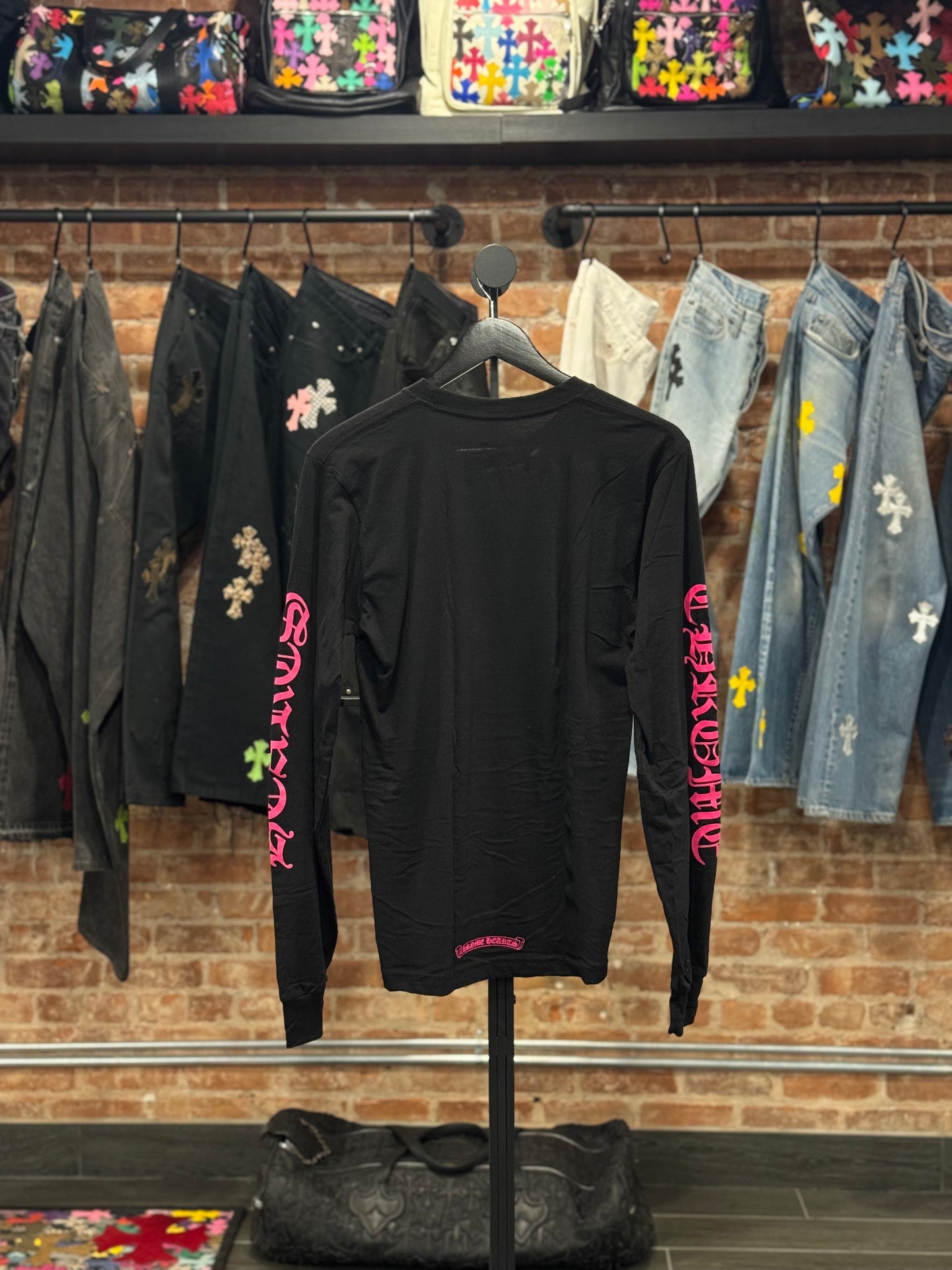 Chrome Hearts Pink Neck Scroll Longsleeve T-shirt