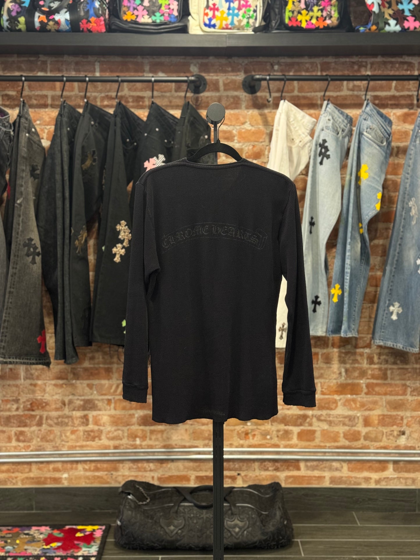 Vintage Chrome Hearts Scroll Logo Thermal Longsleeve T-shirt