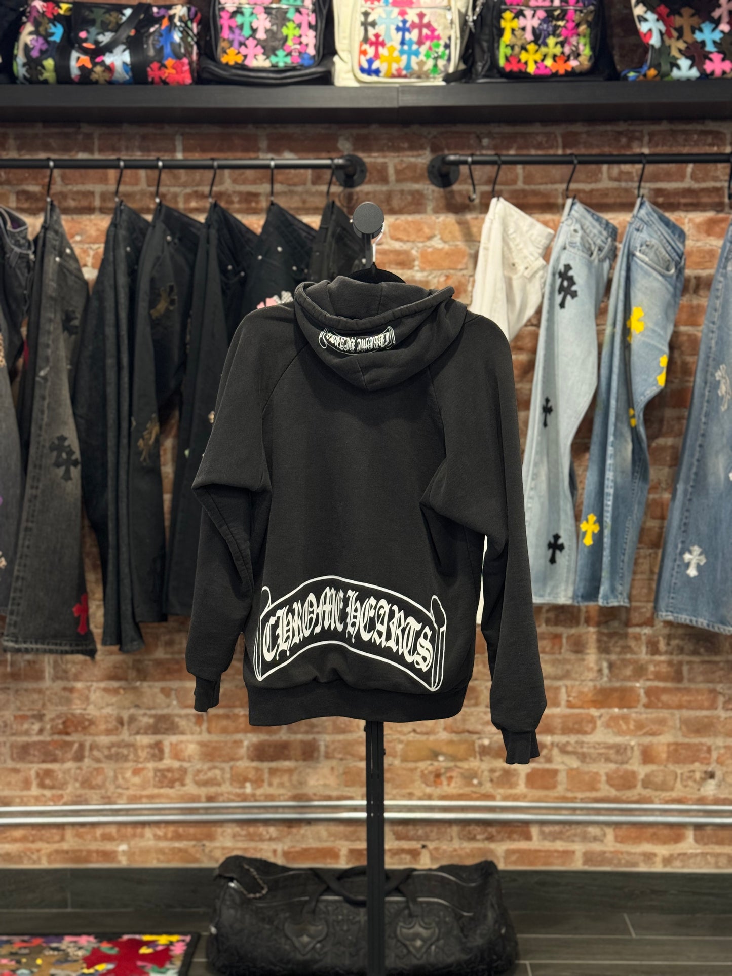 Vintage Chrome Hearts Scroll Logo Thermal Hoodie
