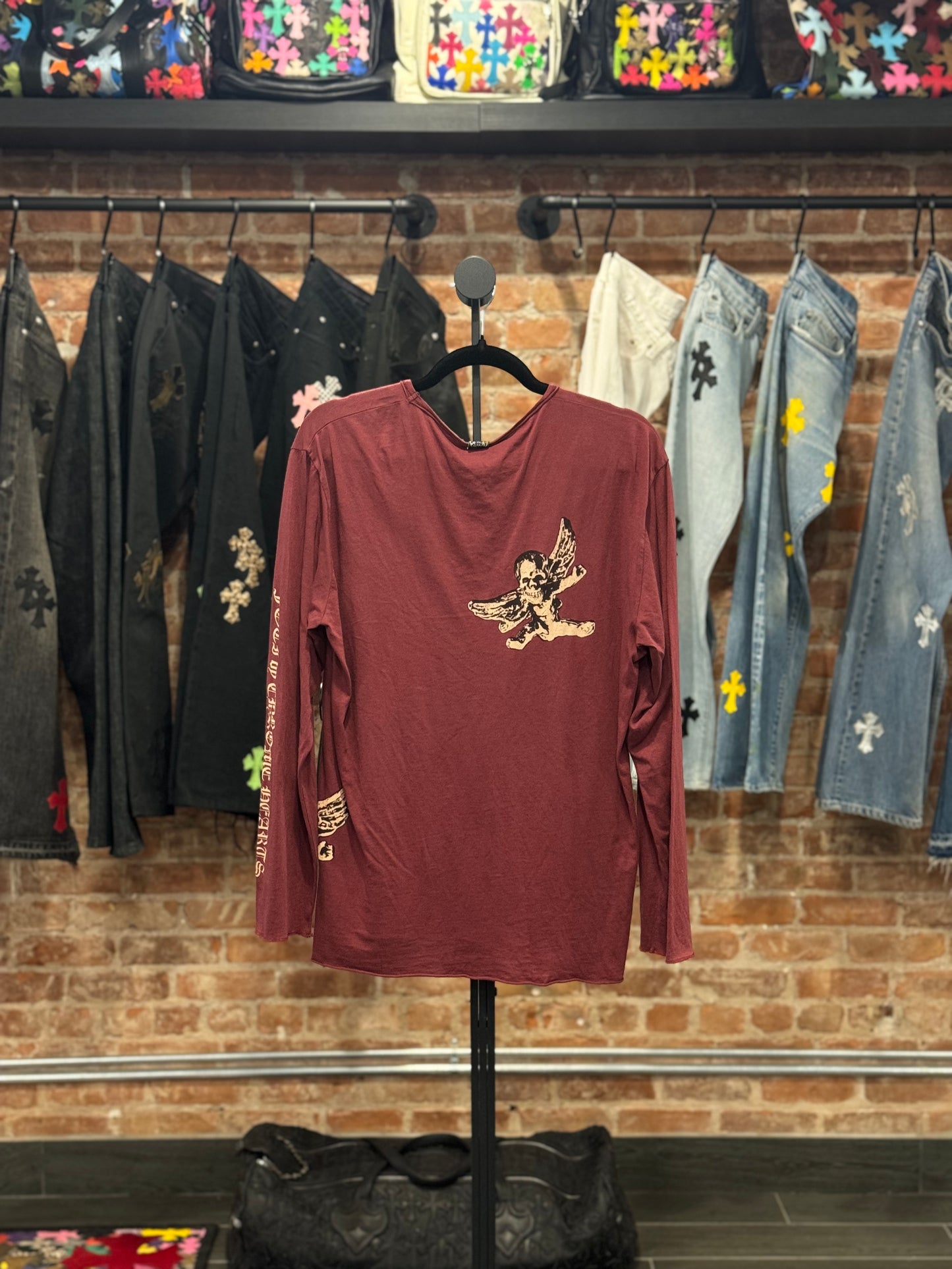 Vintage Chrome Hearts Red Foti Longsleeve T-shirt