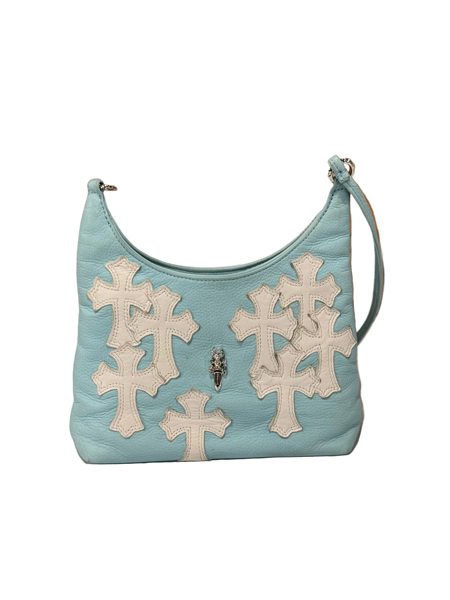 ($14,175) Chrome Hearts White Patch Blue Viv Bag