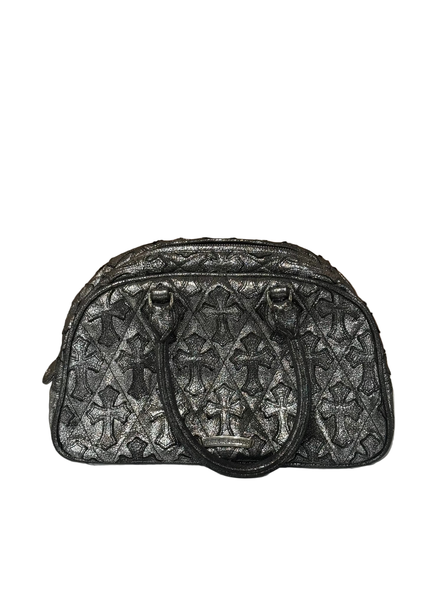 ($15,225) Chrome Hearts Silver Cemetery Cross Patch Boston Bag