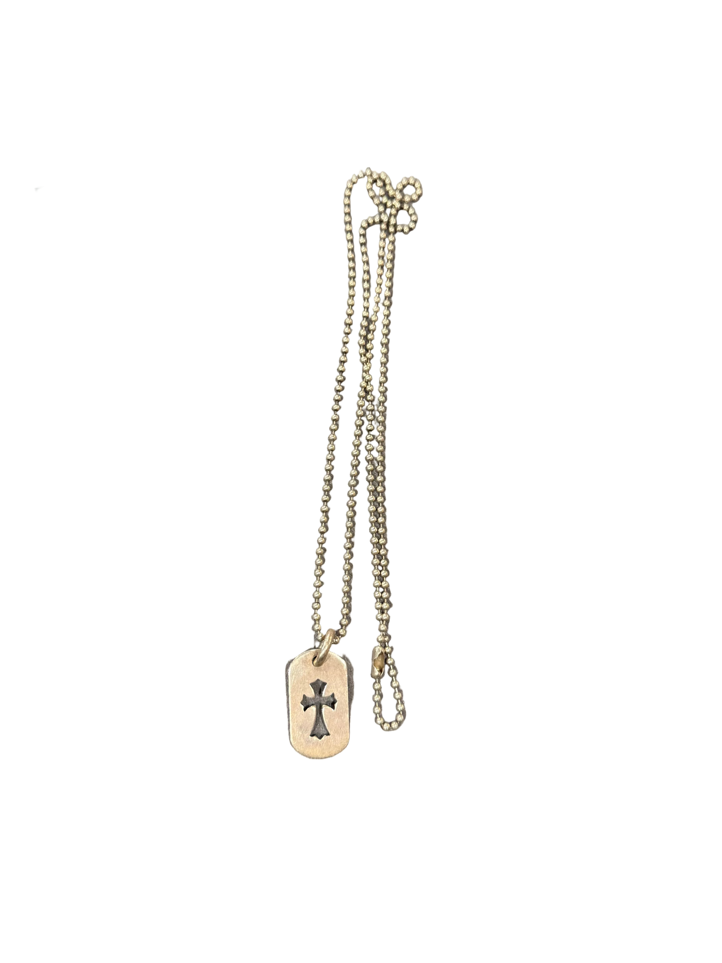 Chrome Hearts Cross Dog Tag Pendant With Ball Chain Necklace