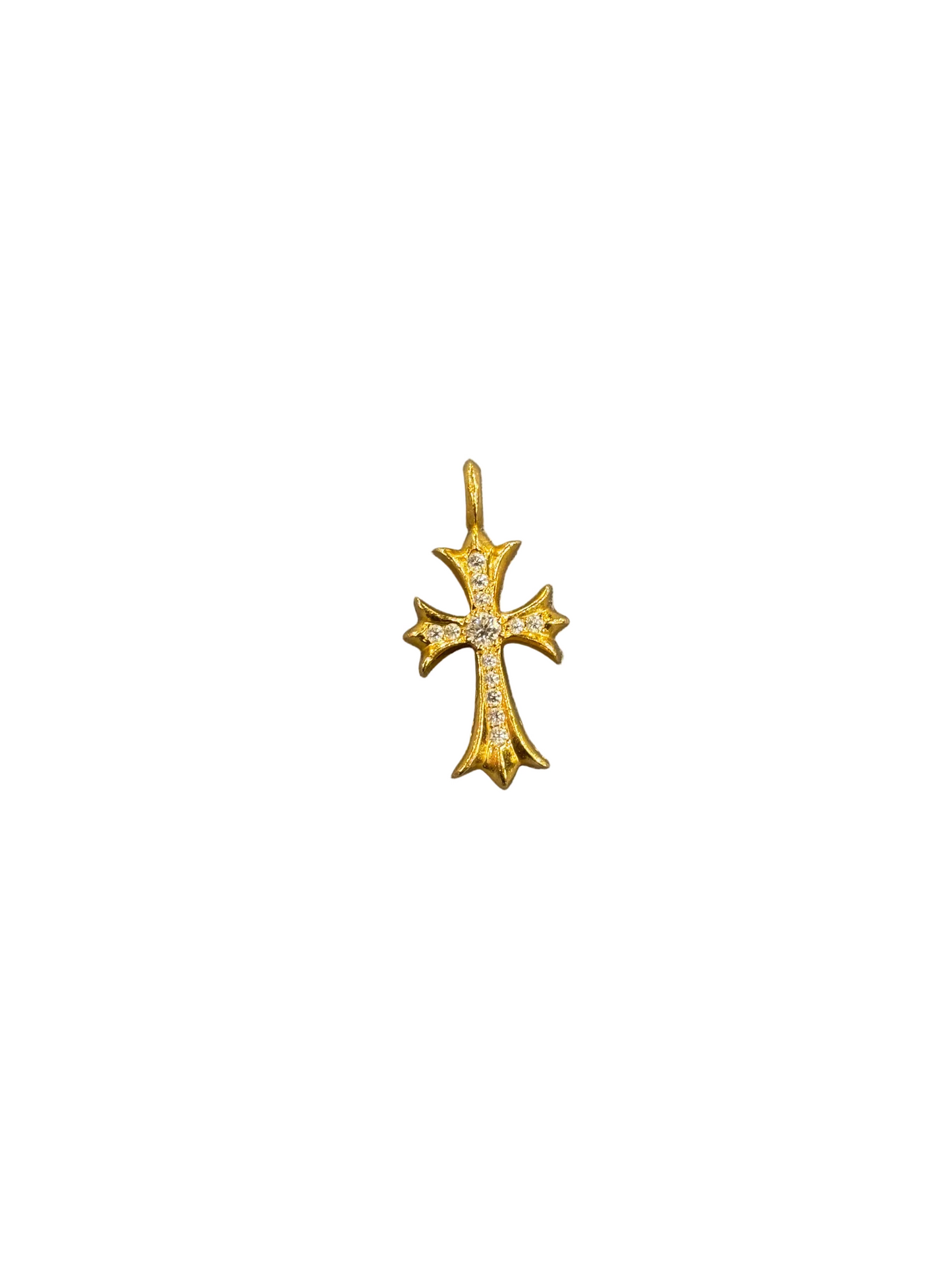 ($14,700) Chrome Hearts Tiny Fat Gold Diamond Pendant
