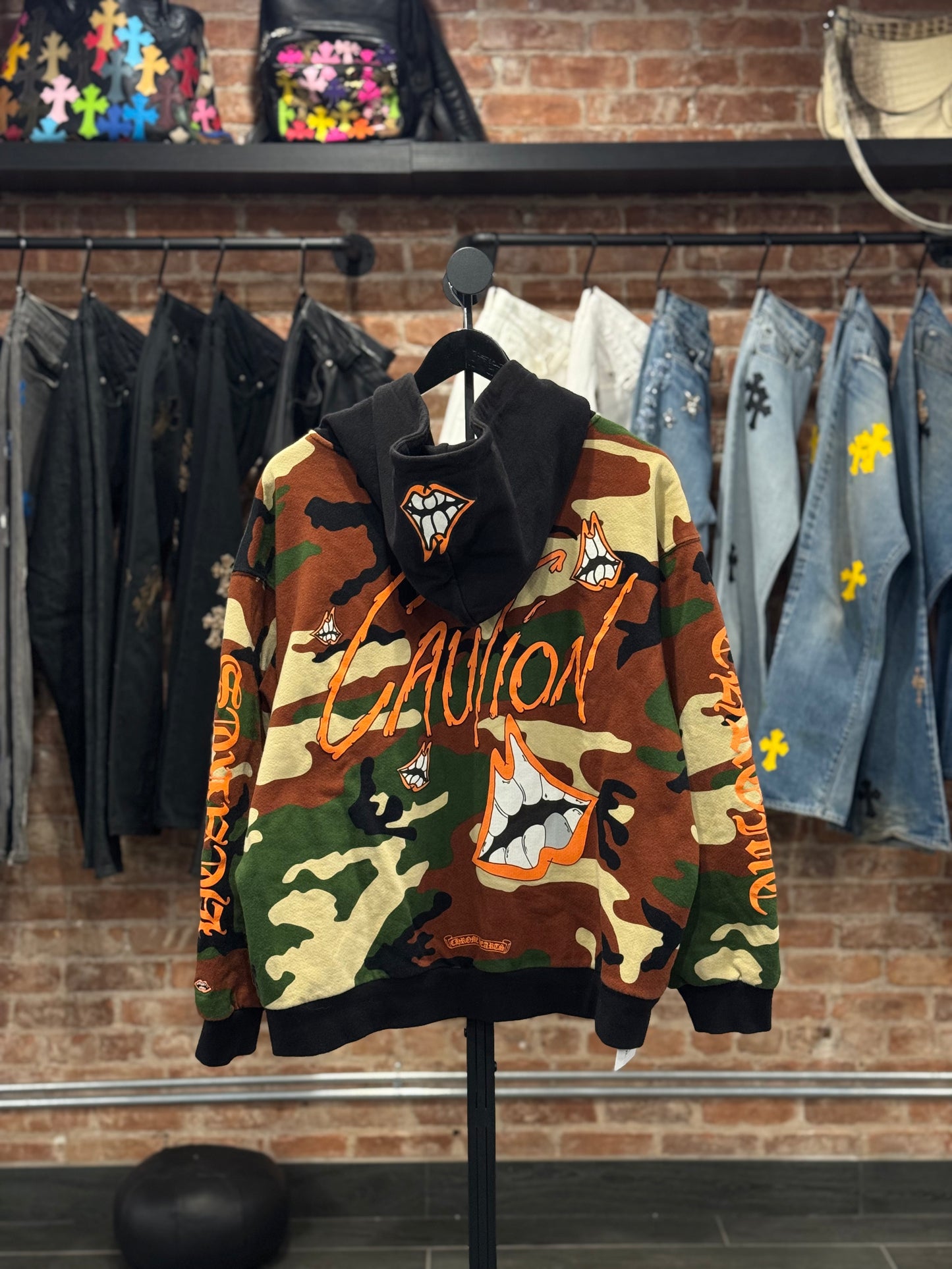 Chrome Hearts Matty Boy Camo Caution Thermal Zip-Up