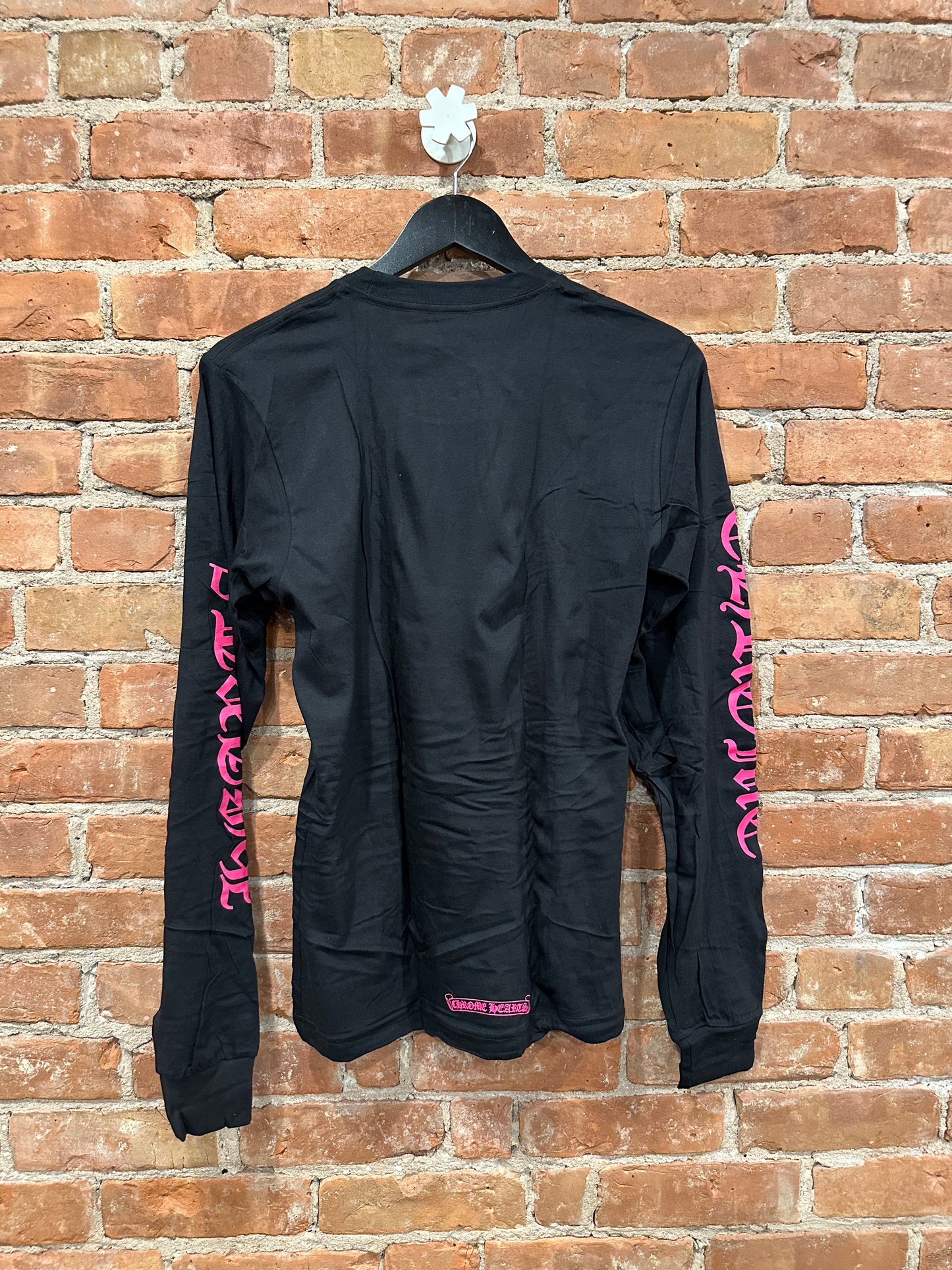 Chrome Hearts Black Pink Horseshoe Pocket Long Sleeve T-Shirt S - Back