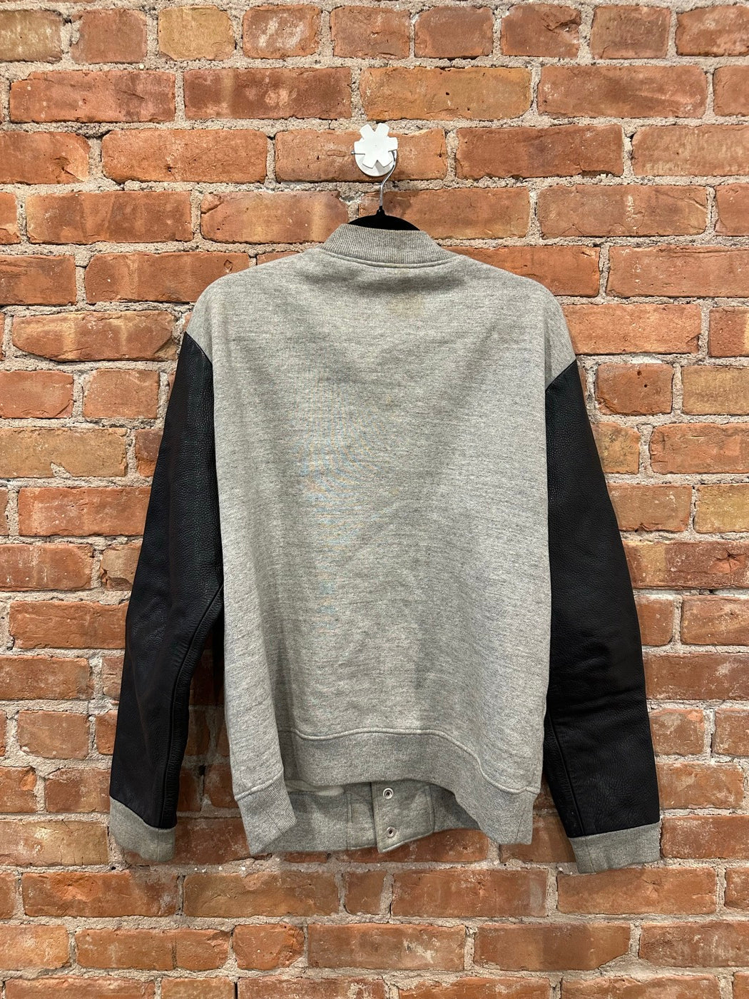 Chrome Hearts Gray Leather Sleeve Varsity Jacket - Back
