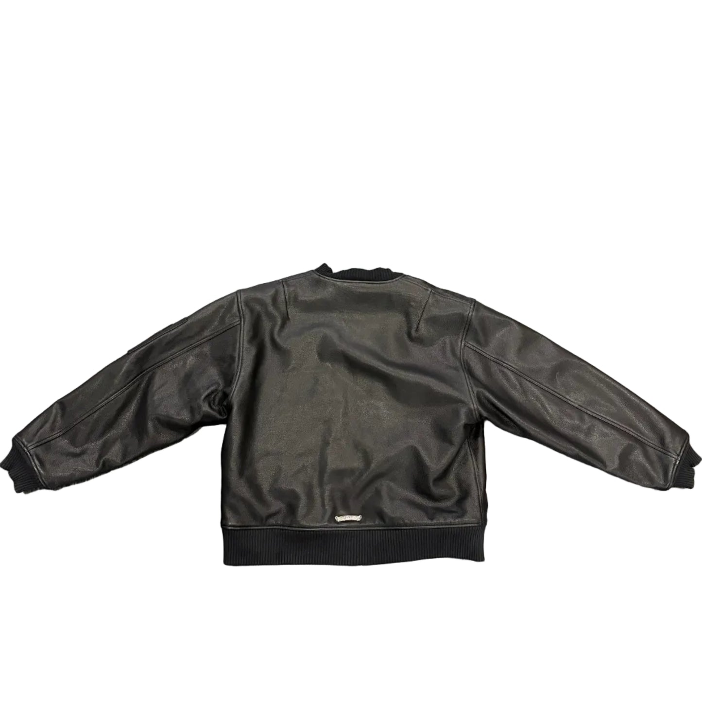 ($45,000) Chrome Hearts Black Leather Bomber Jacket