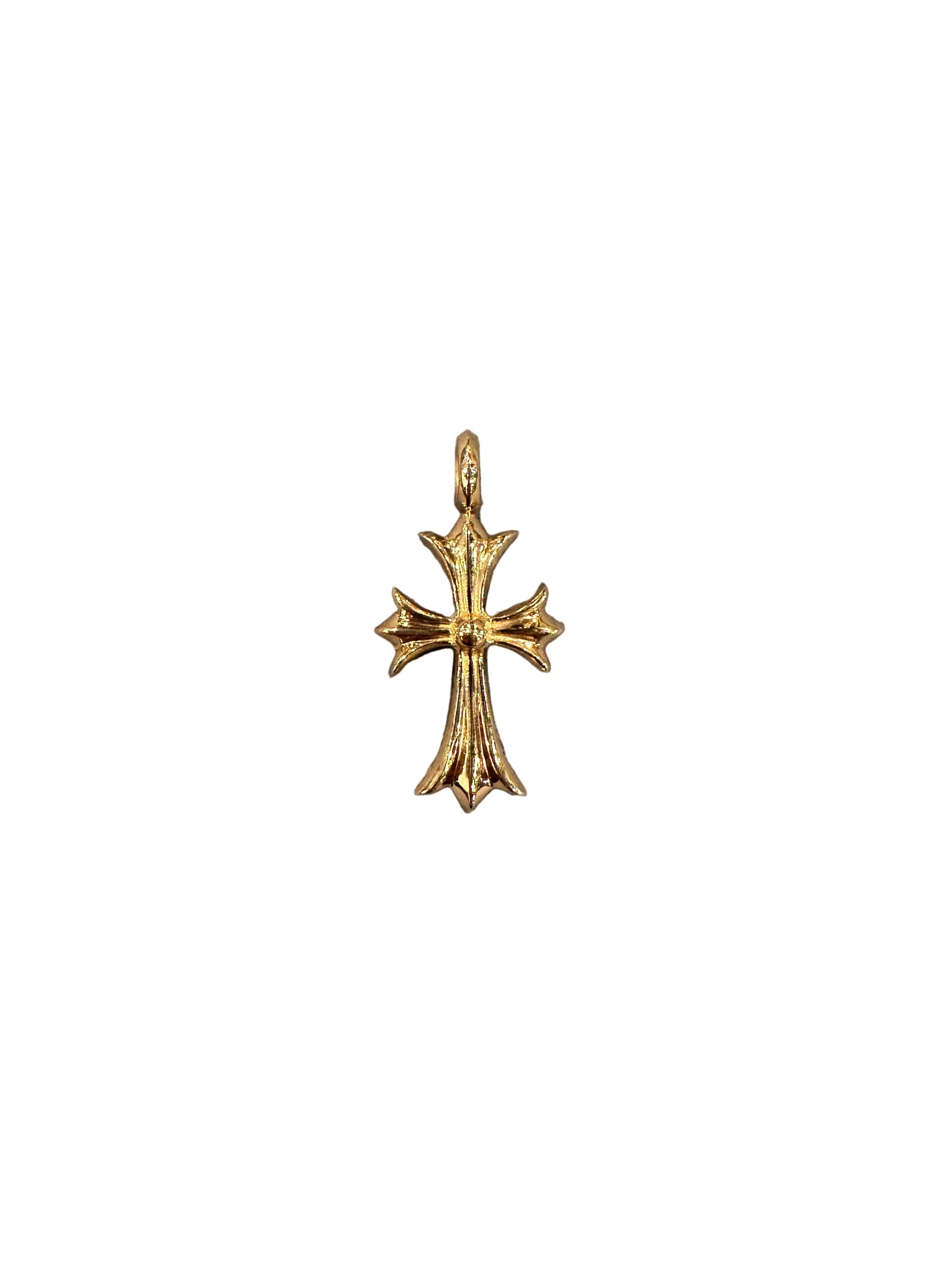 ($17,000) Chrome Hearts 22K Gold Ruby Tiny Cross pendant