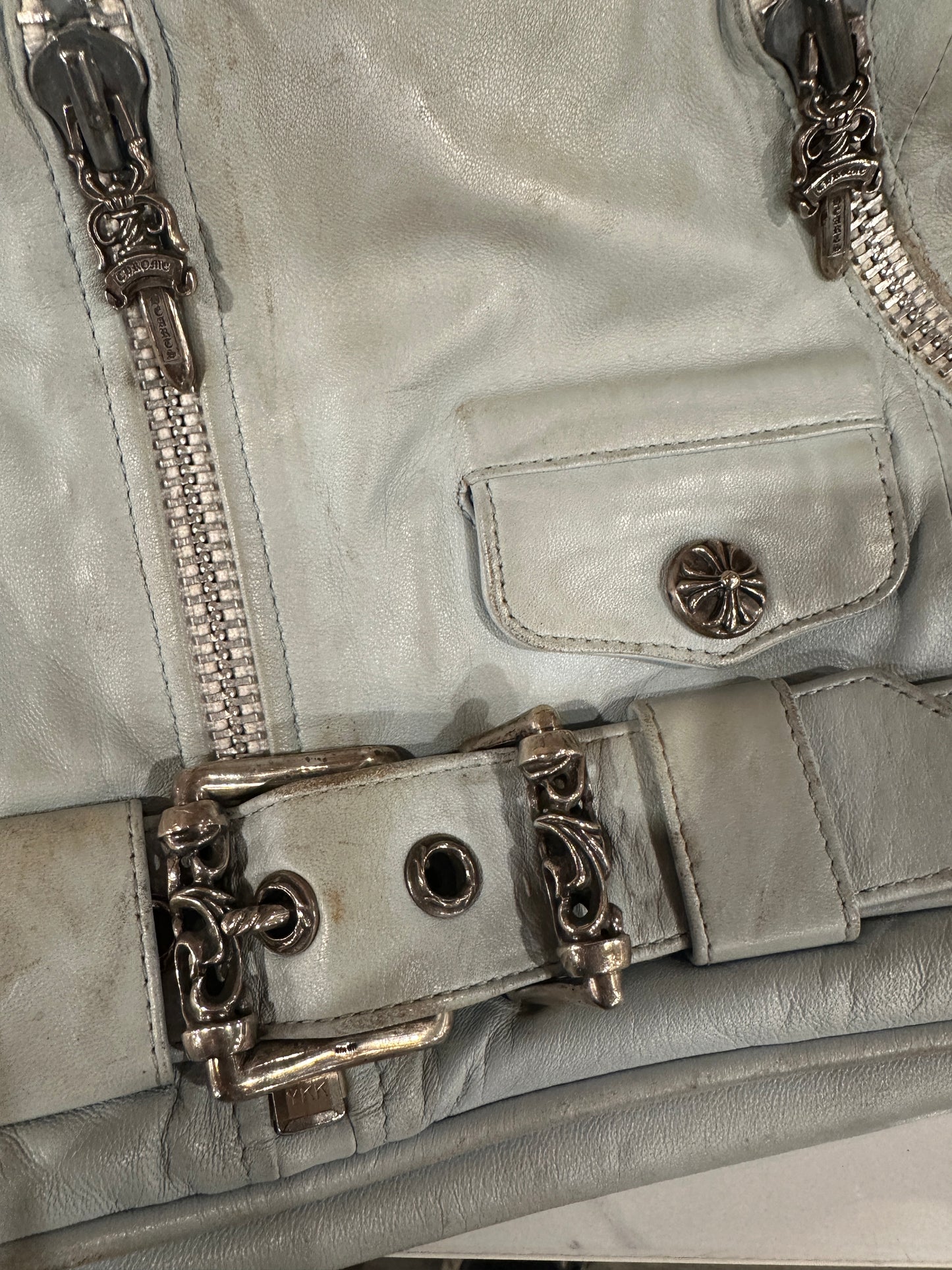 Chrome Hearts JJ Dean White Leather Handbag