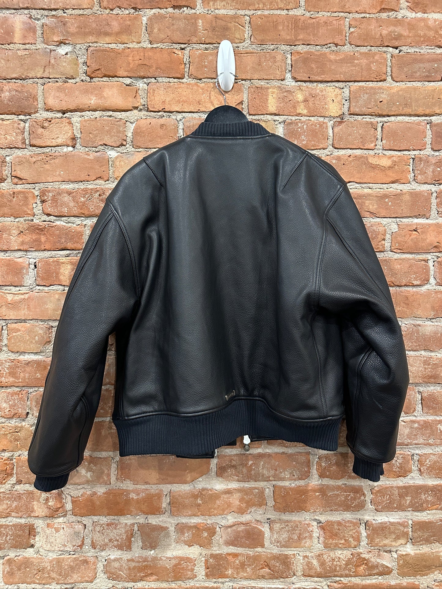 ($14,500) Chrome Hearts CH Patch leather bomber jacket Sz S