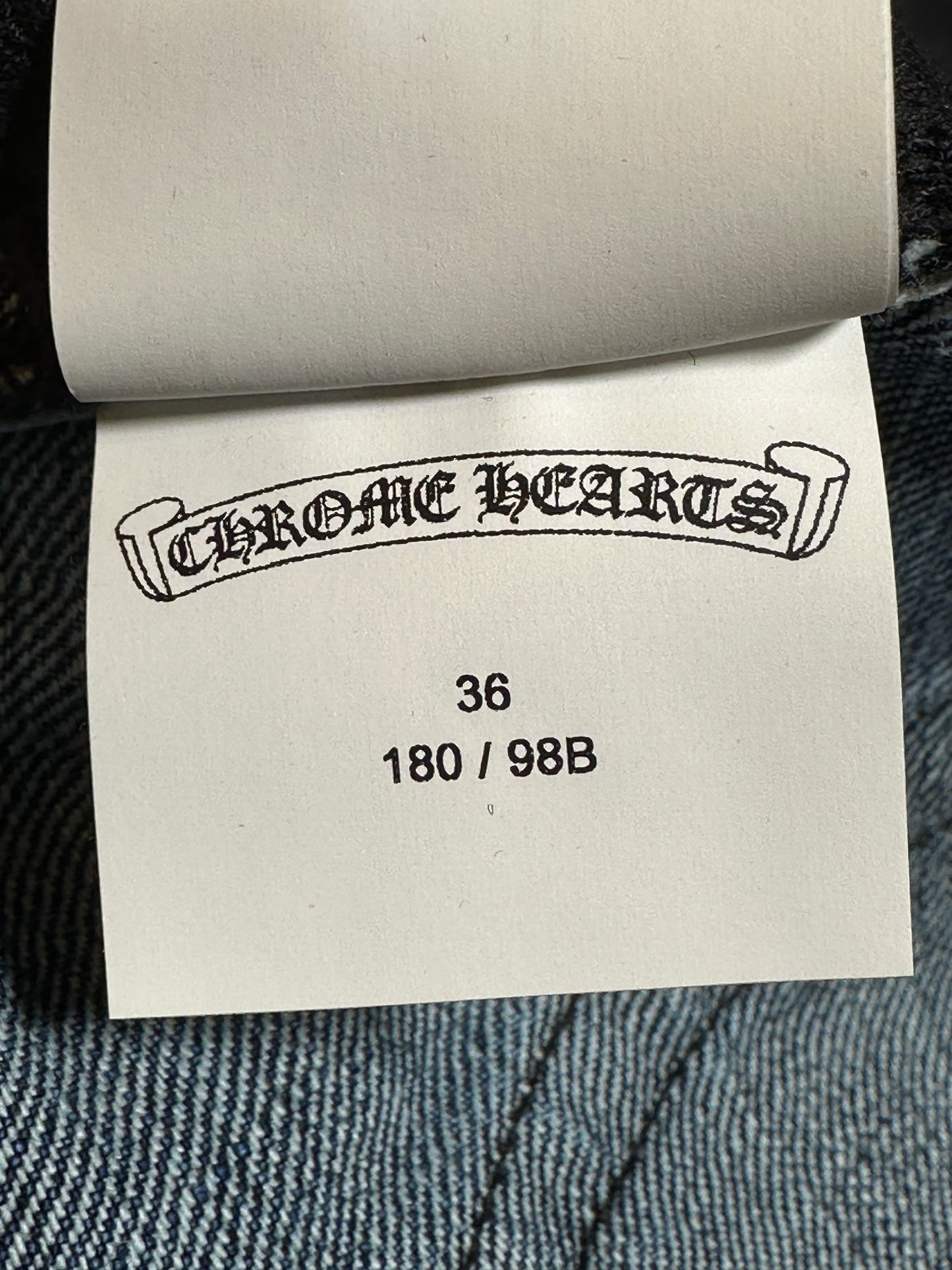 ($17,500) Chrome Hearts Blue Multi-cross jeans sz 36