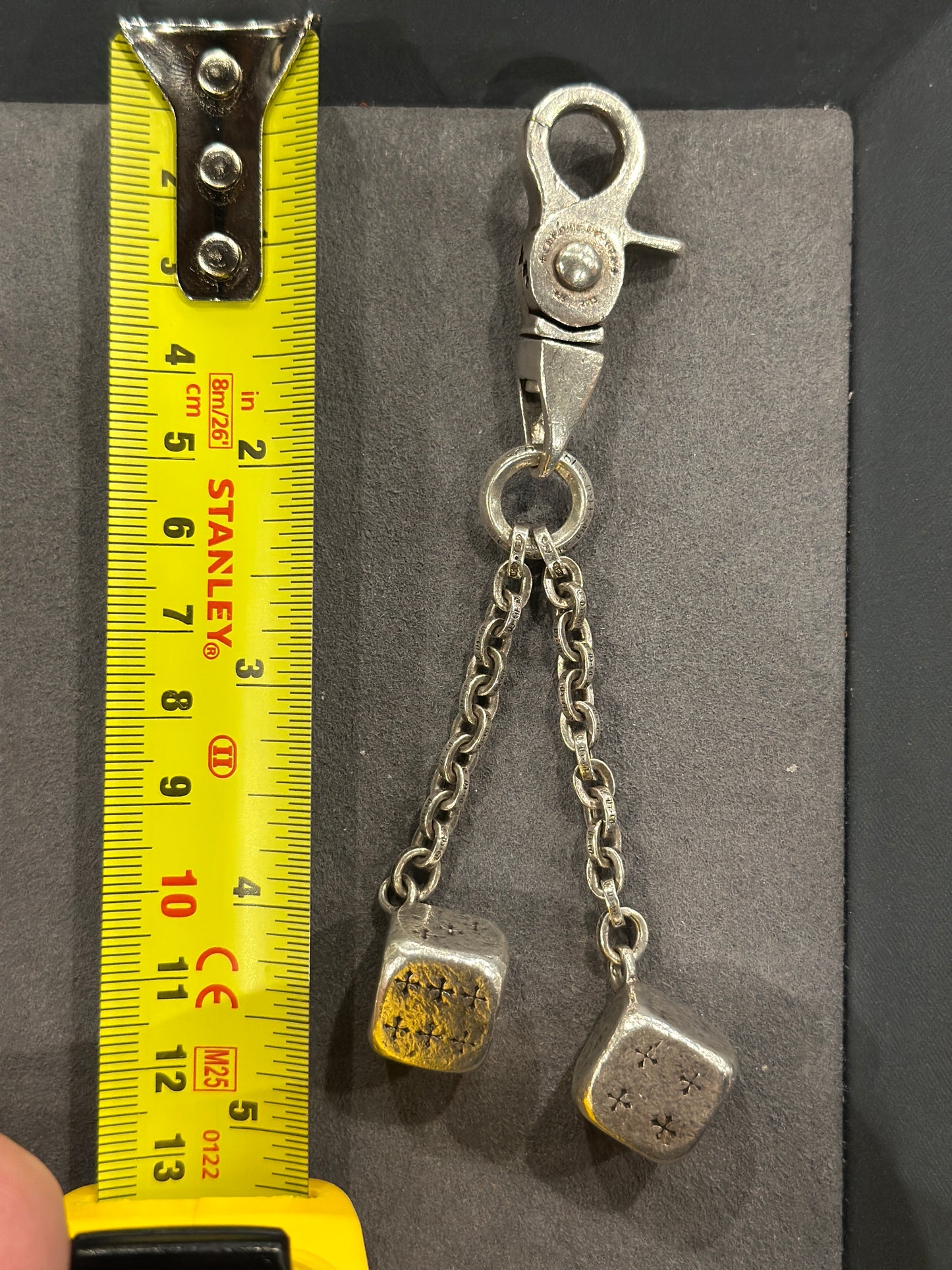 Chrome Hearts Sterling Silver Dice Keychain 4in
