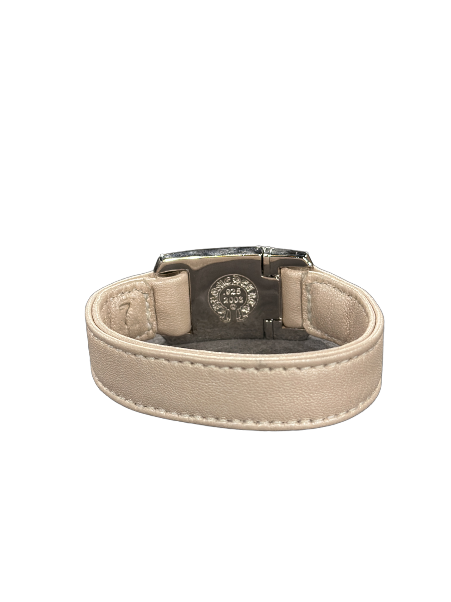 chrome hearts beige leather star clasp bracelet