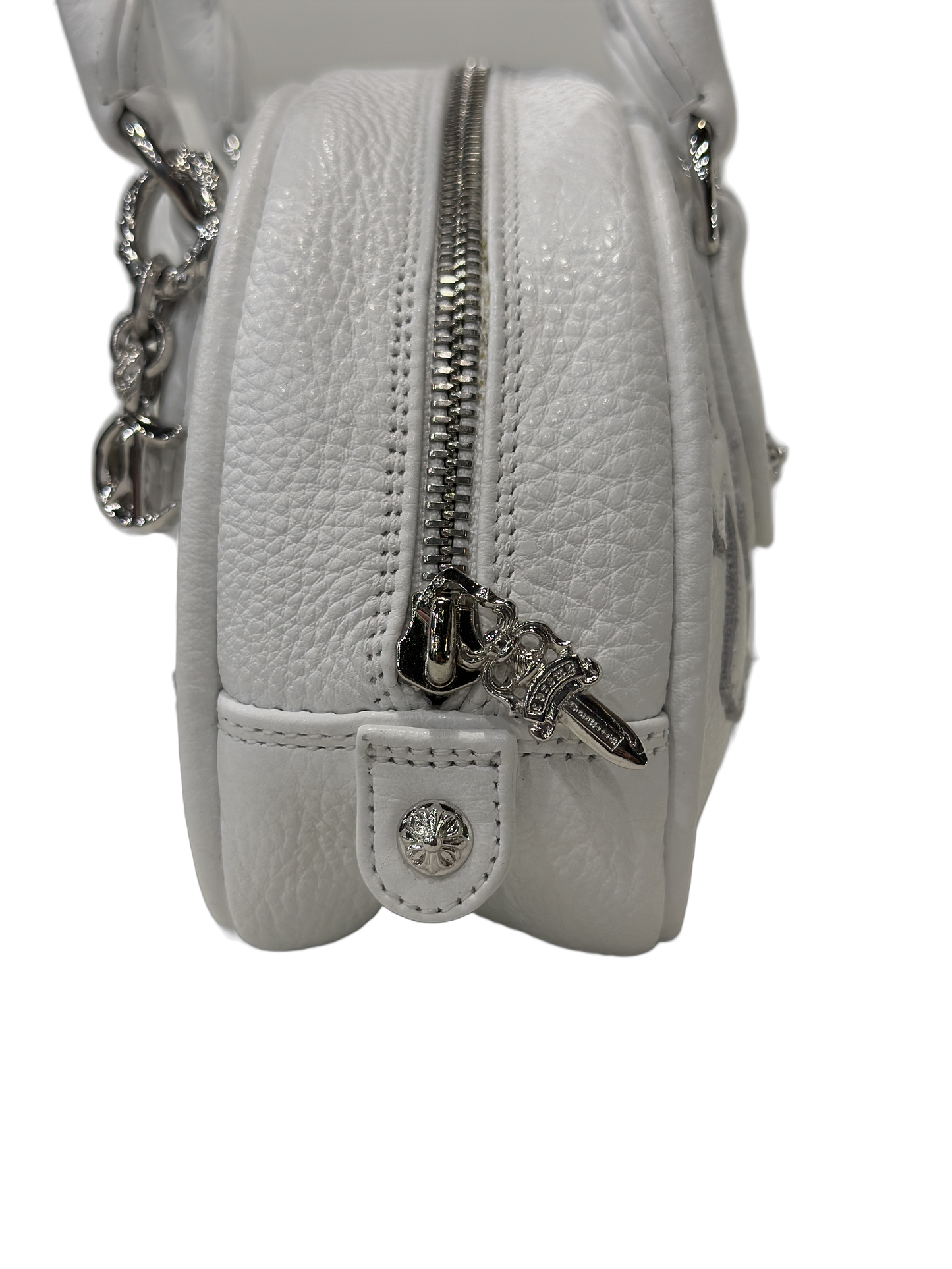 ($13,000) Chrome Hearts Small Cross Pouch Bowling Bag White