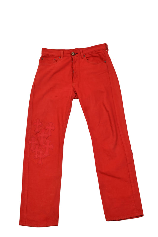 Chrome Hearts Red Cross Patch Paris Levi Jeans