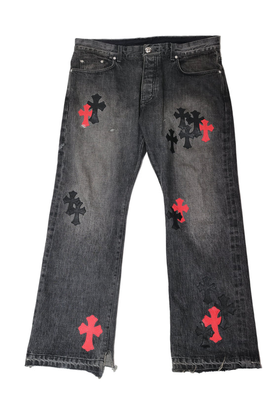 ($29,400) Chrome Hearts Red Cross Patch Black Levi Jeans