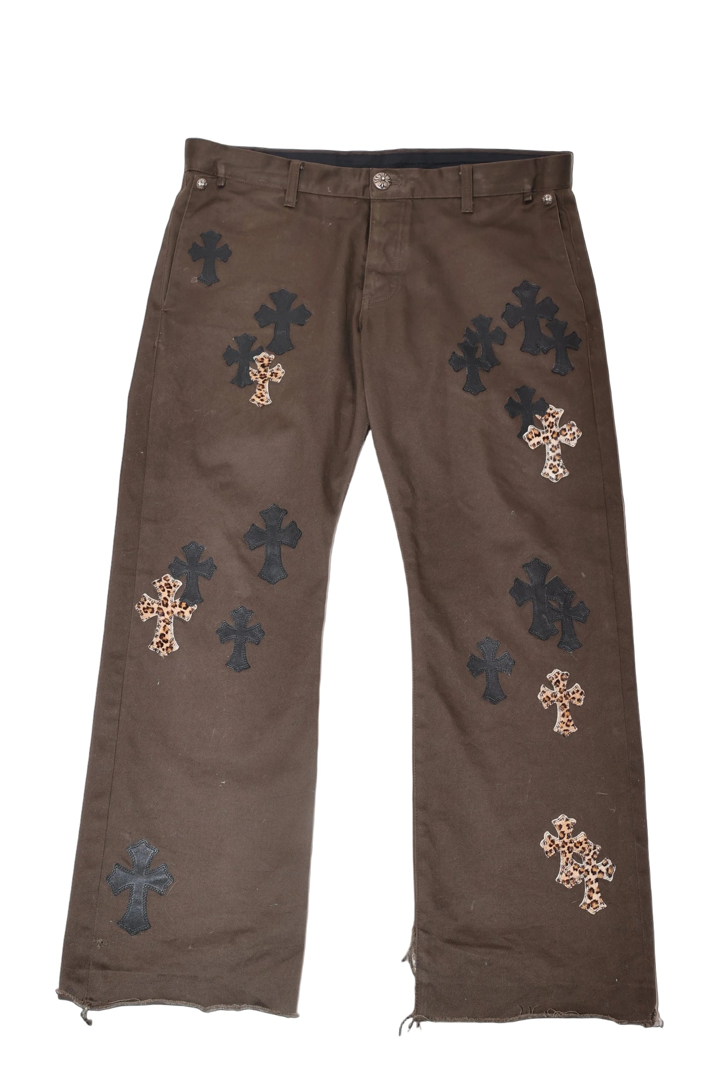 ($16,800) Chrome Hearts Leopard Patch Brown Chino Pants