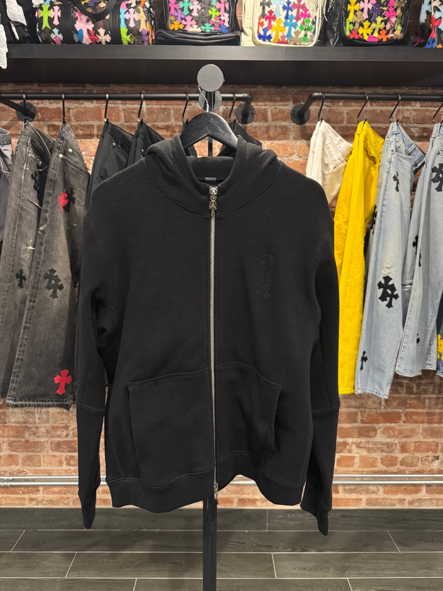 Chrome Hearts Embroidered Vertical Logo Zip-Up