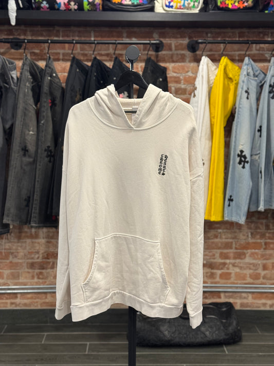 Chrome Hearts Cream Embroidered Vertical Logo Hoodie