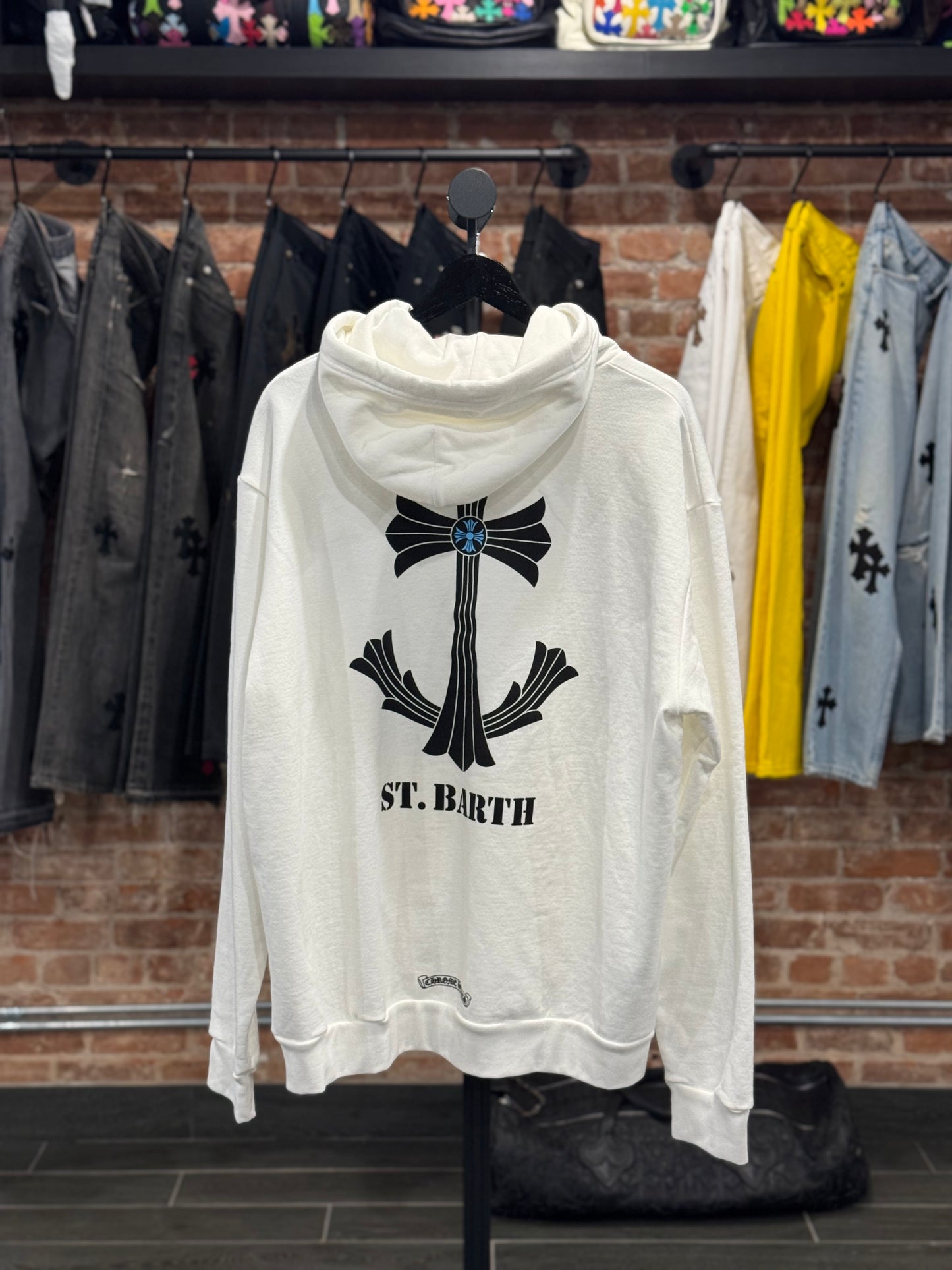 Chrome Hearts White St. Barth Exclusive Anchor Cross Hoodie