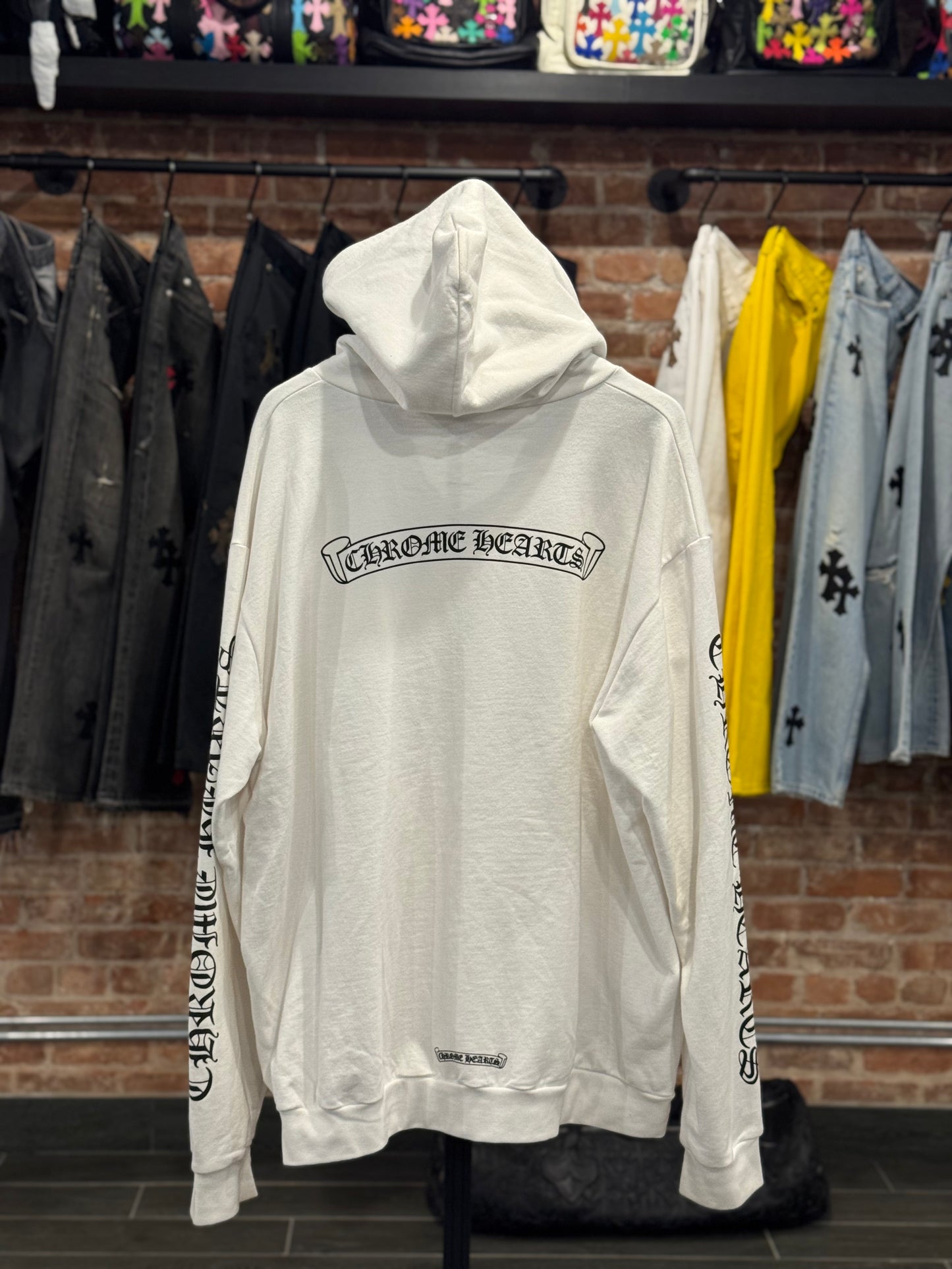 Chrome Hearts White Scroll Logo Zip-Up