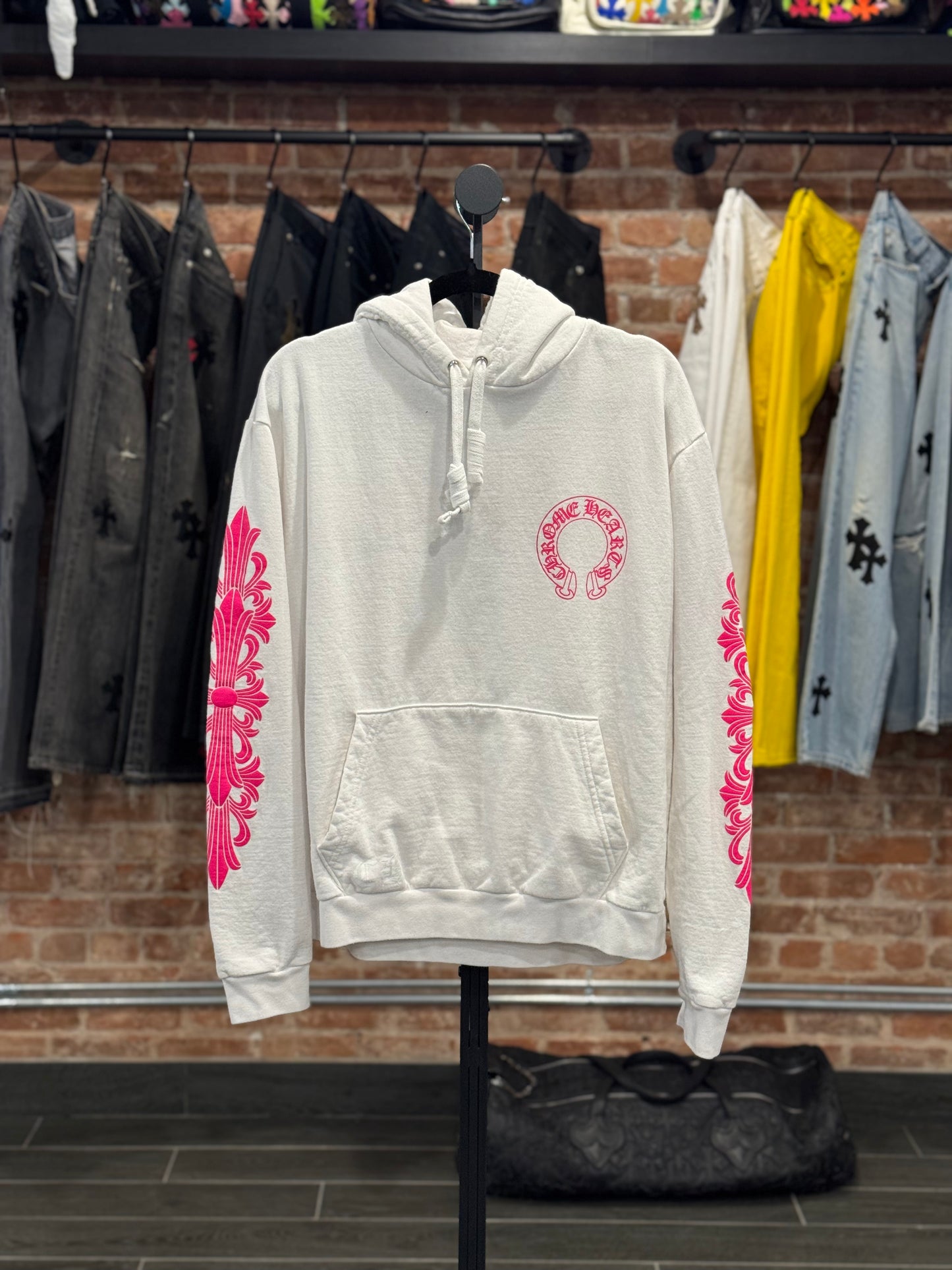 Chrome Hearts Pink Horseshoe Floral Logo Hoodie