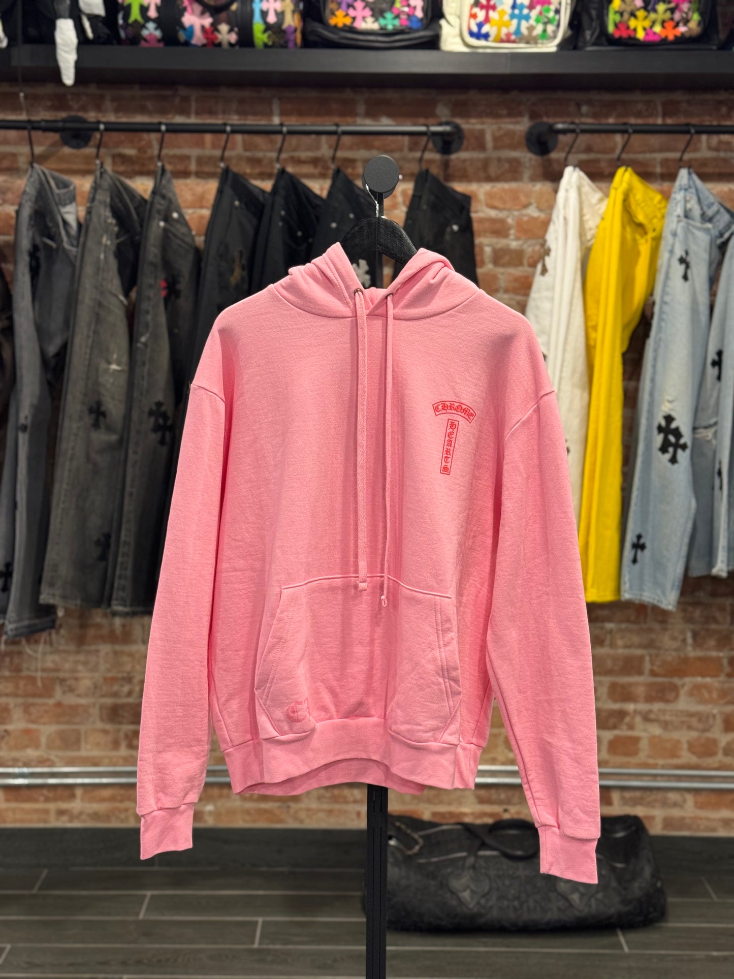 Chrome Hearts Pink T-Bar Logo Hoodie