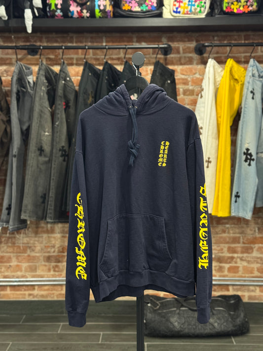 Chrome Hearts Navy/Yellow Vertical Logo Hoodie