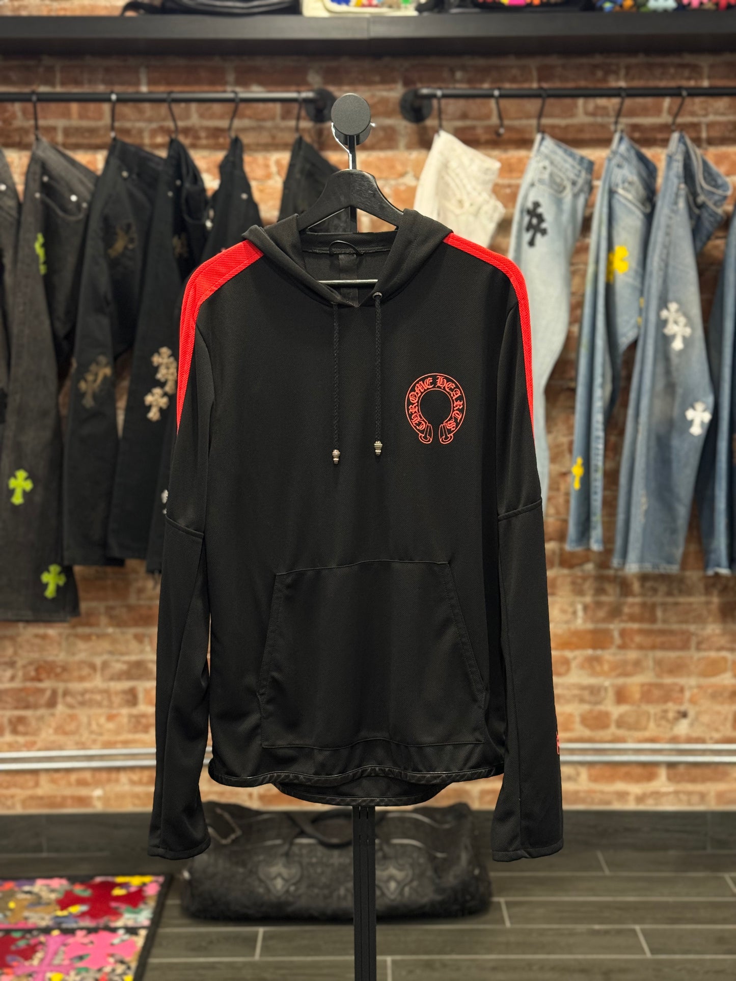 Chrome Hearts Black/Red Horseshoe Track Hoodie