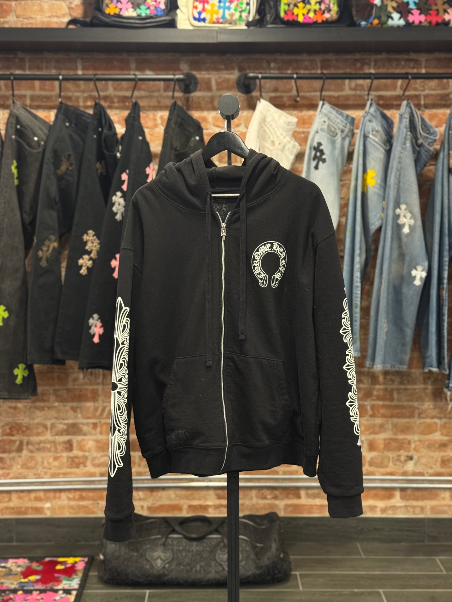 Chrome Hearts Floral Horseshoe Logo Thermal Zip-Up