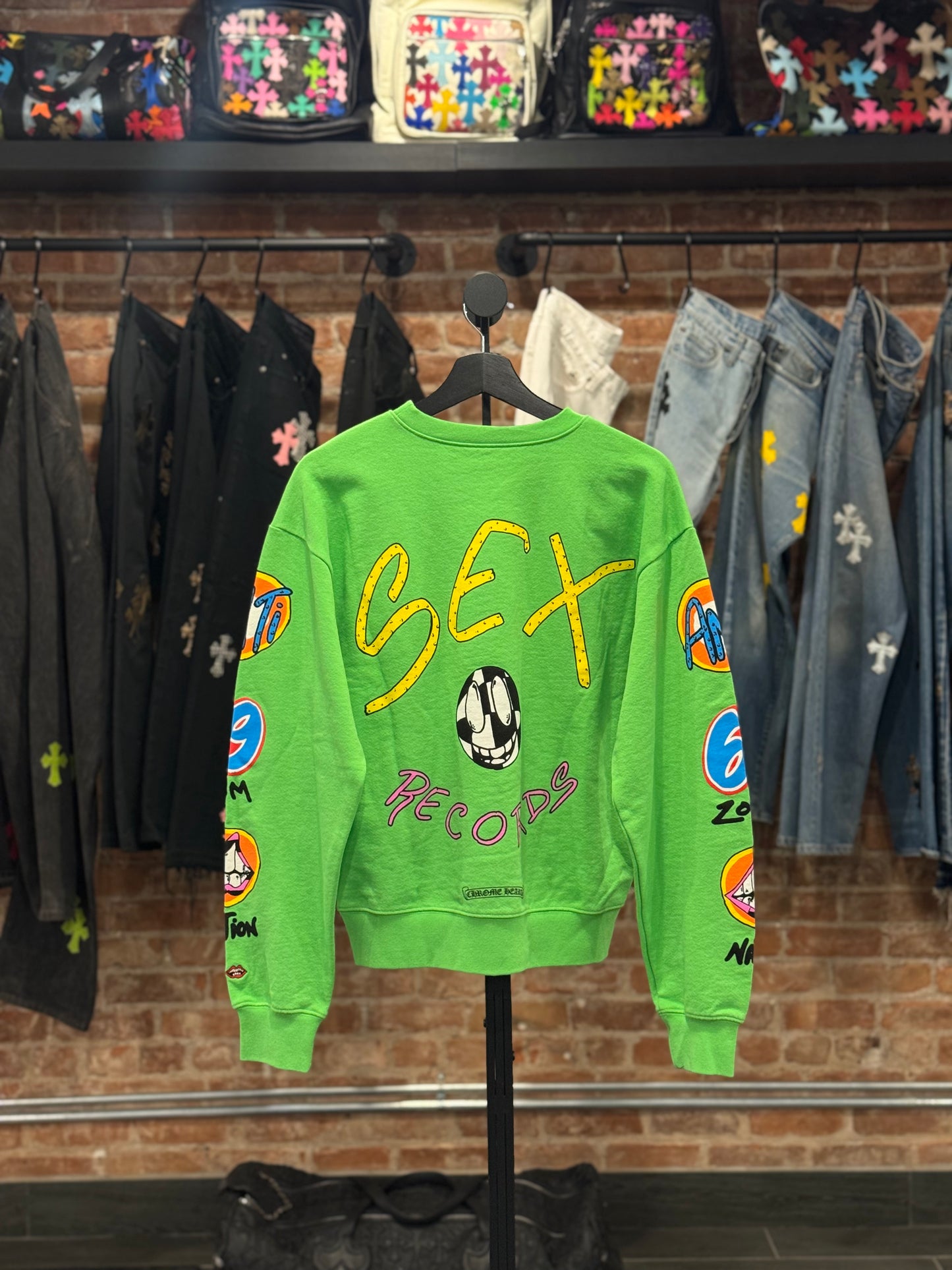 Chrome Hearts Matty Boy Green Sex Records Crewneck