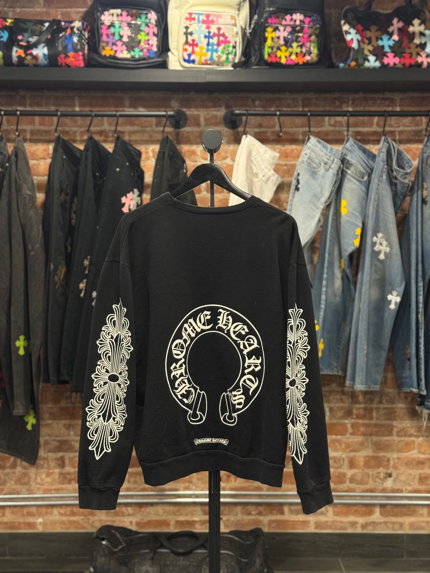 Chrome Hearts Floral Horseshoe Logo Crewneck