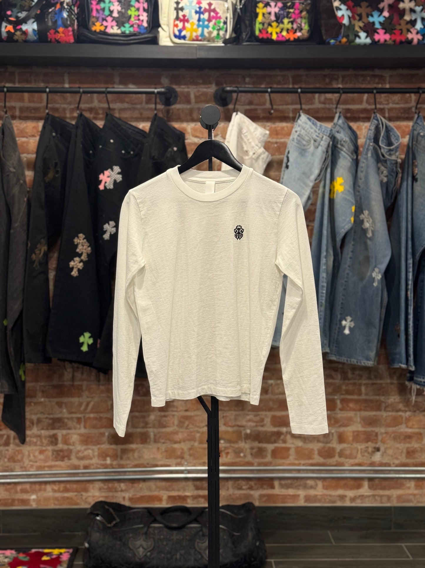Chrome Hearts Women’s White Vine Dagger Embroidered Longsleeve T-shirt