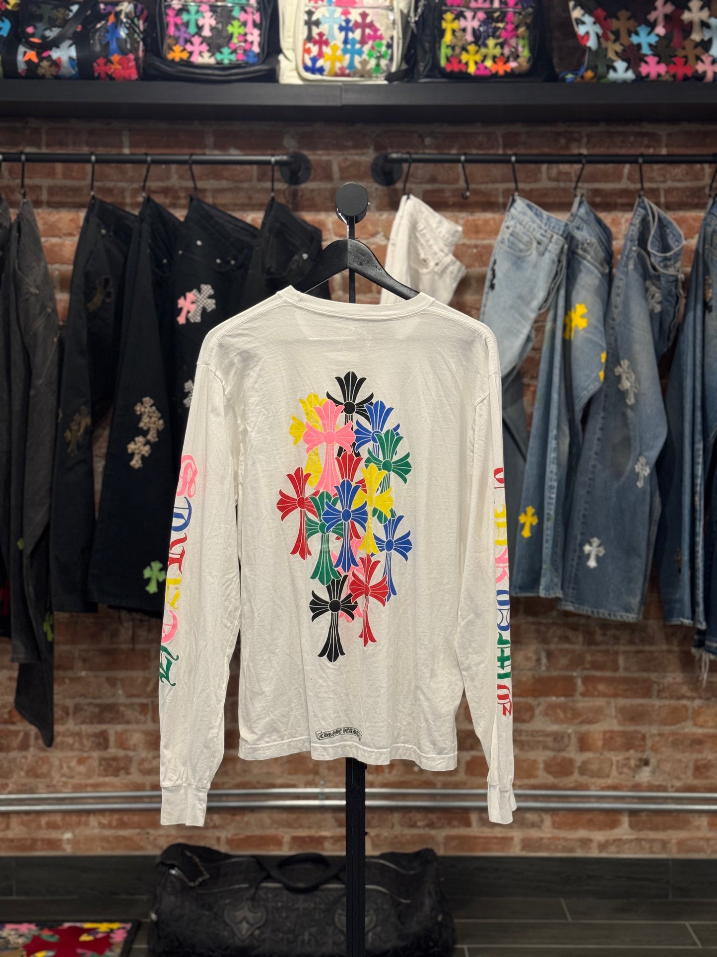 Chrome Hearts White Multi Color Cross Longsleeve T-shirt