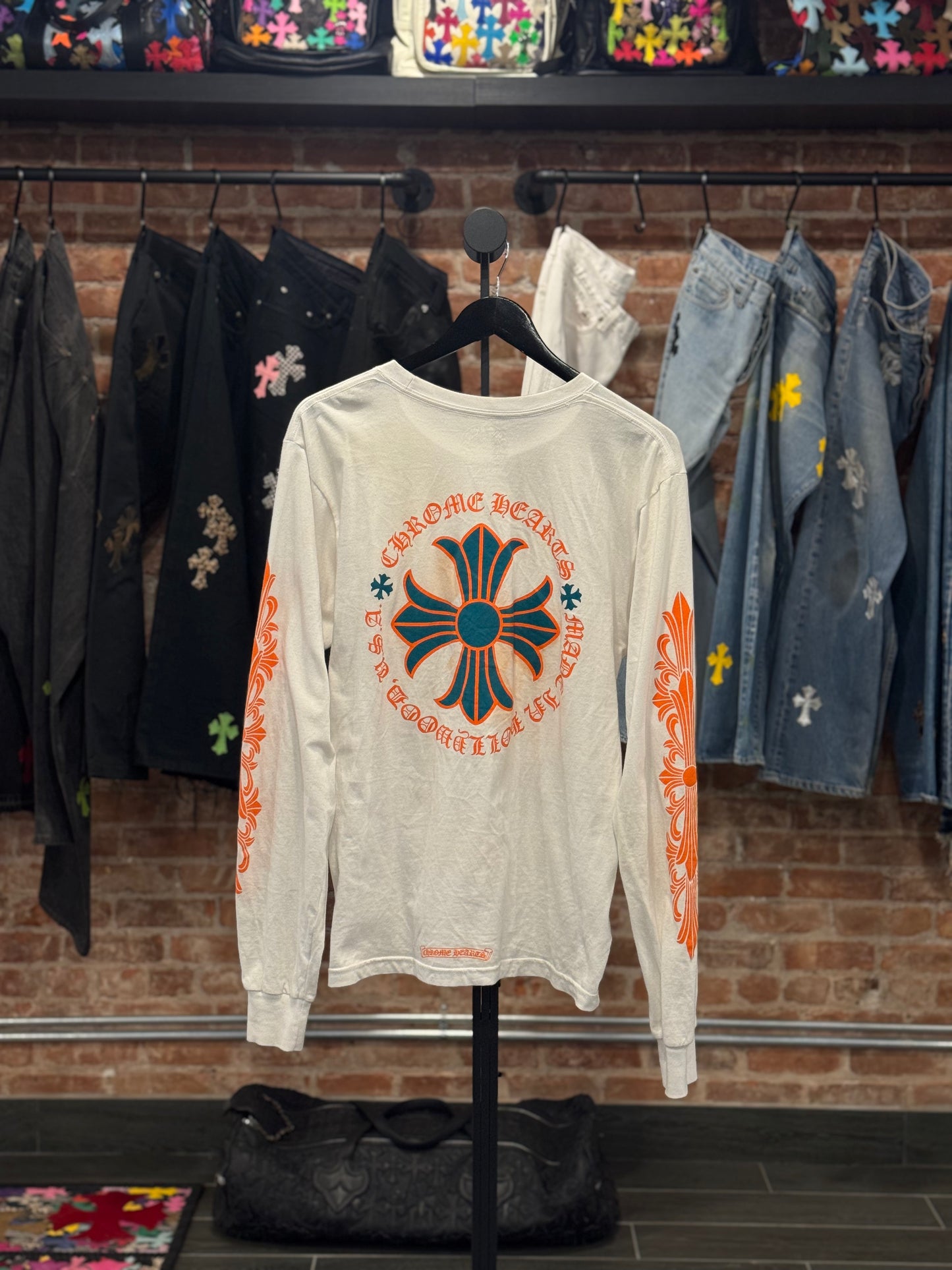 Chrome Hearts White Miami Orange/Green Longsleeve T-shirt
