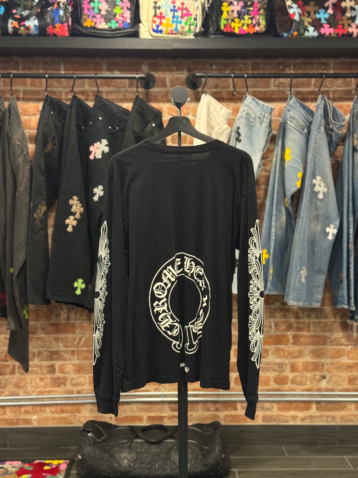 Chrome Hearts Floral Horseshoe Logo Longsleeve T-shirt
