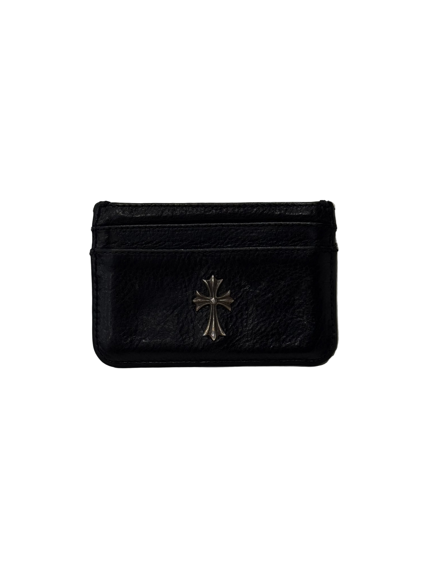 Chrome Hearts Silver Cross Leather Card Holder