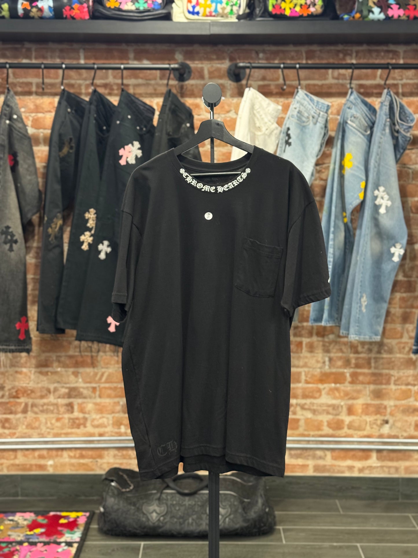 Chrome Hearts Black Neck Logo T-shirt