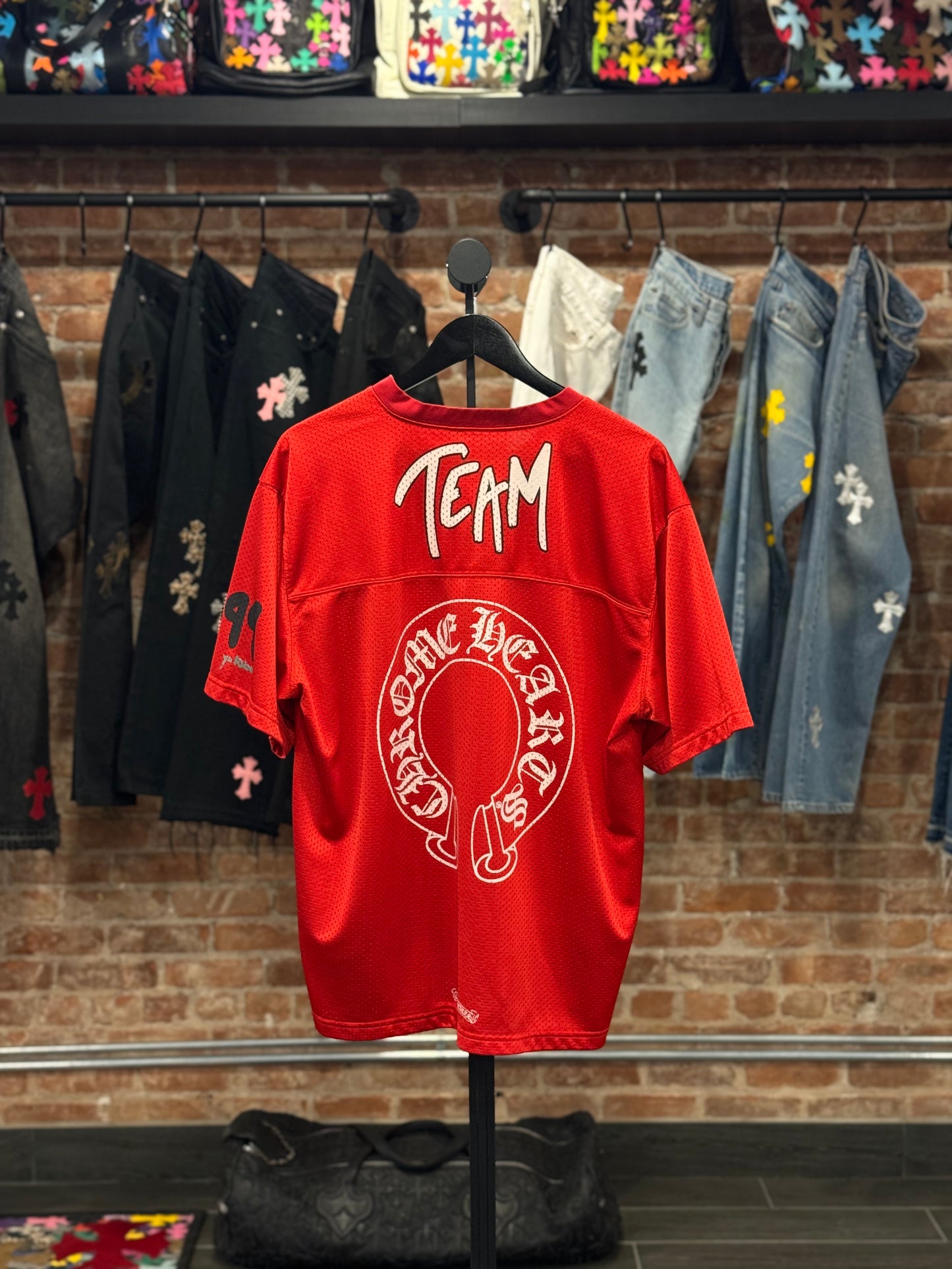 Chrome Hearts Red Matty Boy Mesh Jersey T-shirt