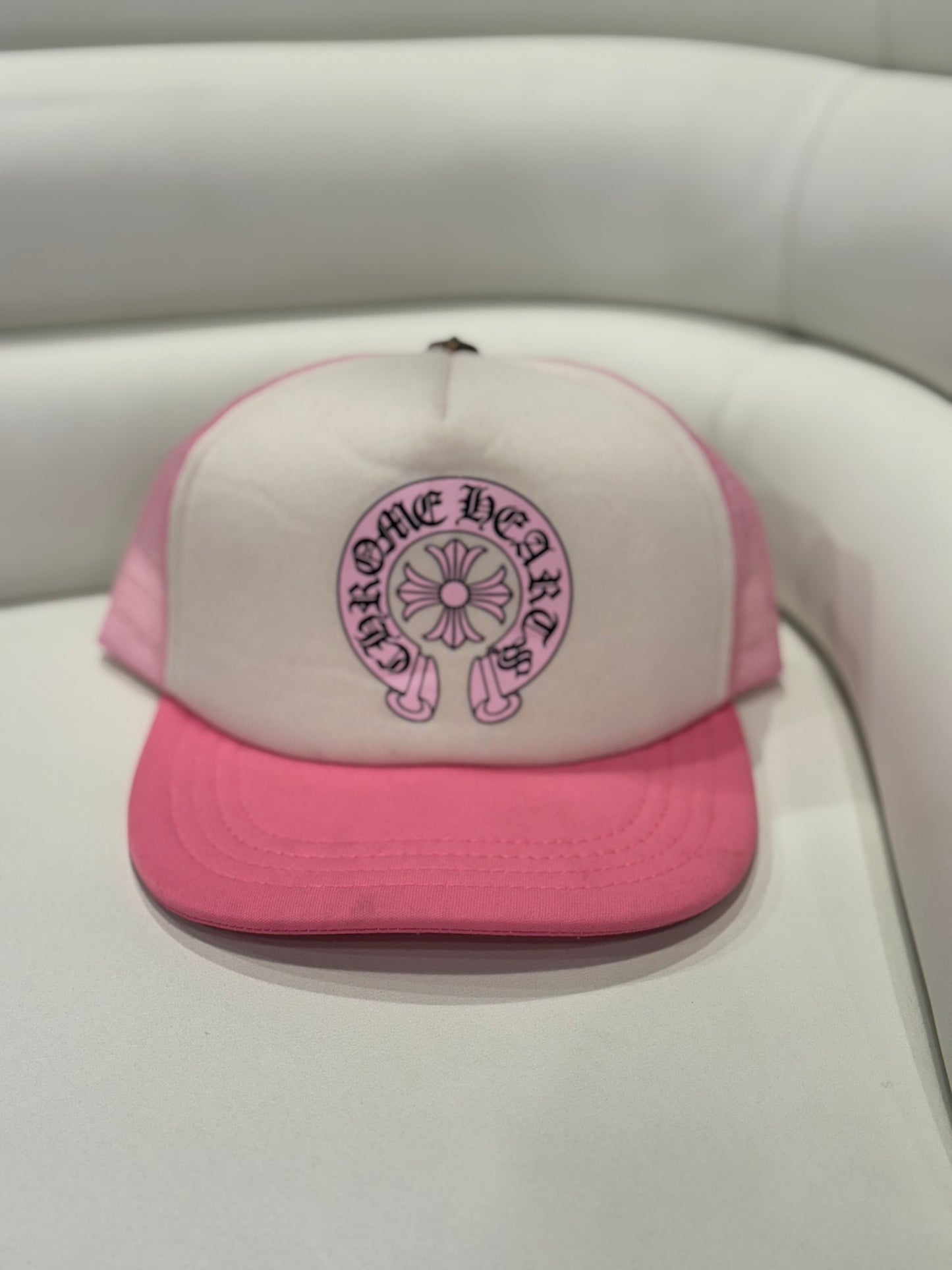 Chrome Hearts Matty Boy Pink Horseshoe Trucker Hat