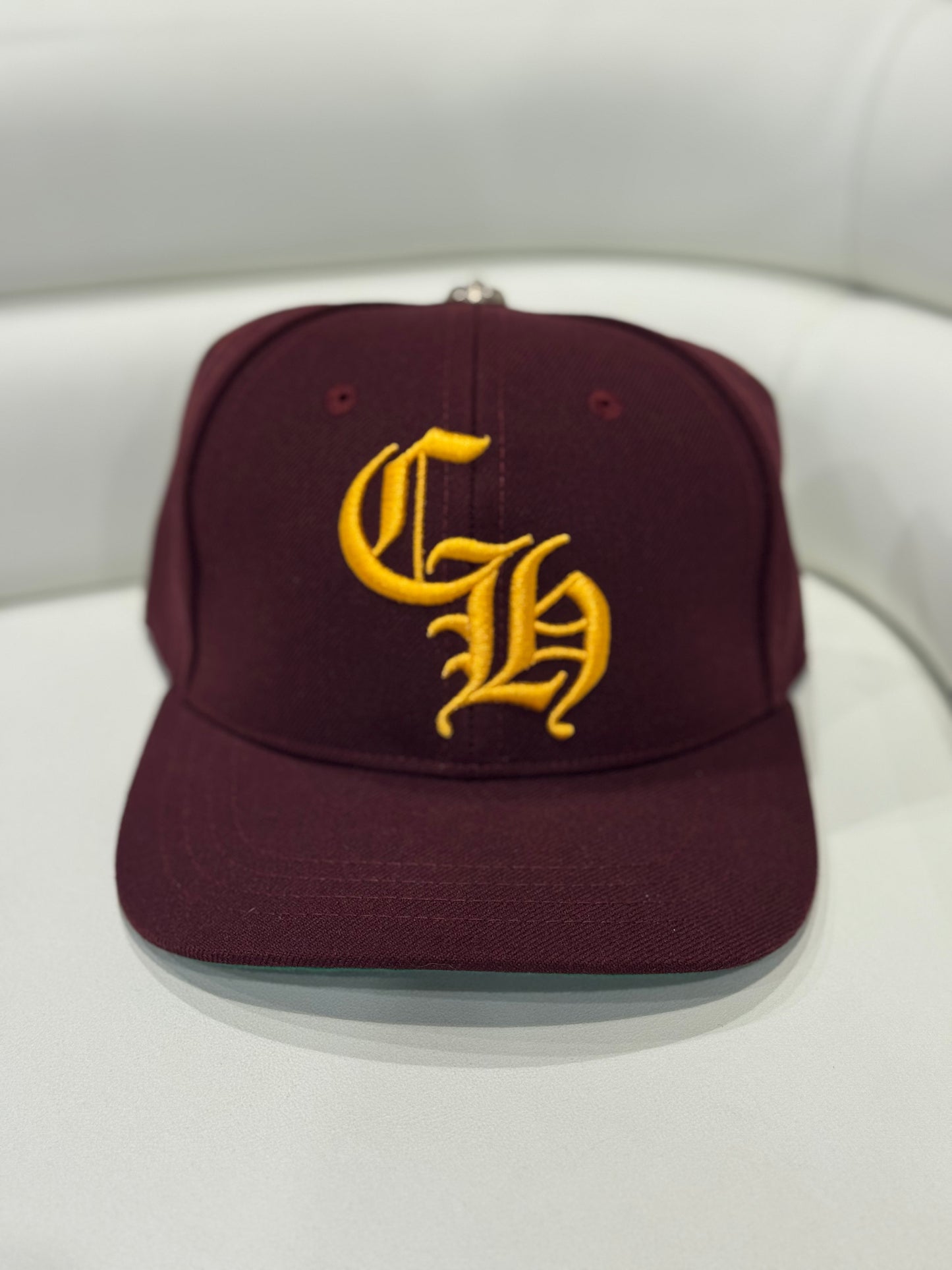 Chrome Hearts Maroon/Gold CH Baseball Hat
