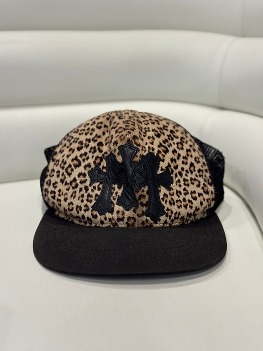 Chrome Hearts Leopard Triple Cross Trucker Hat